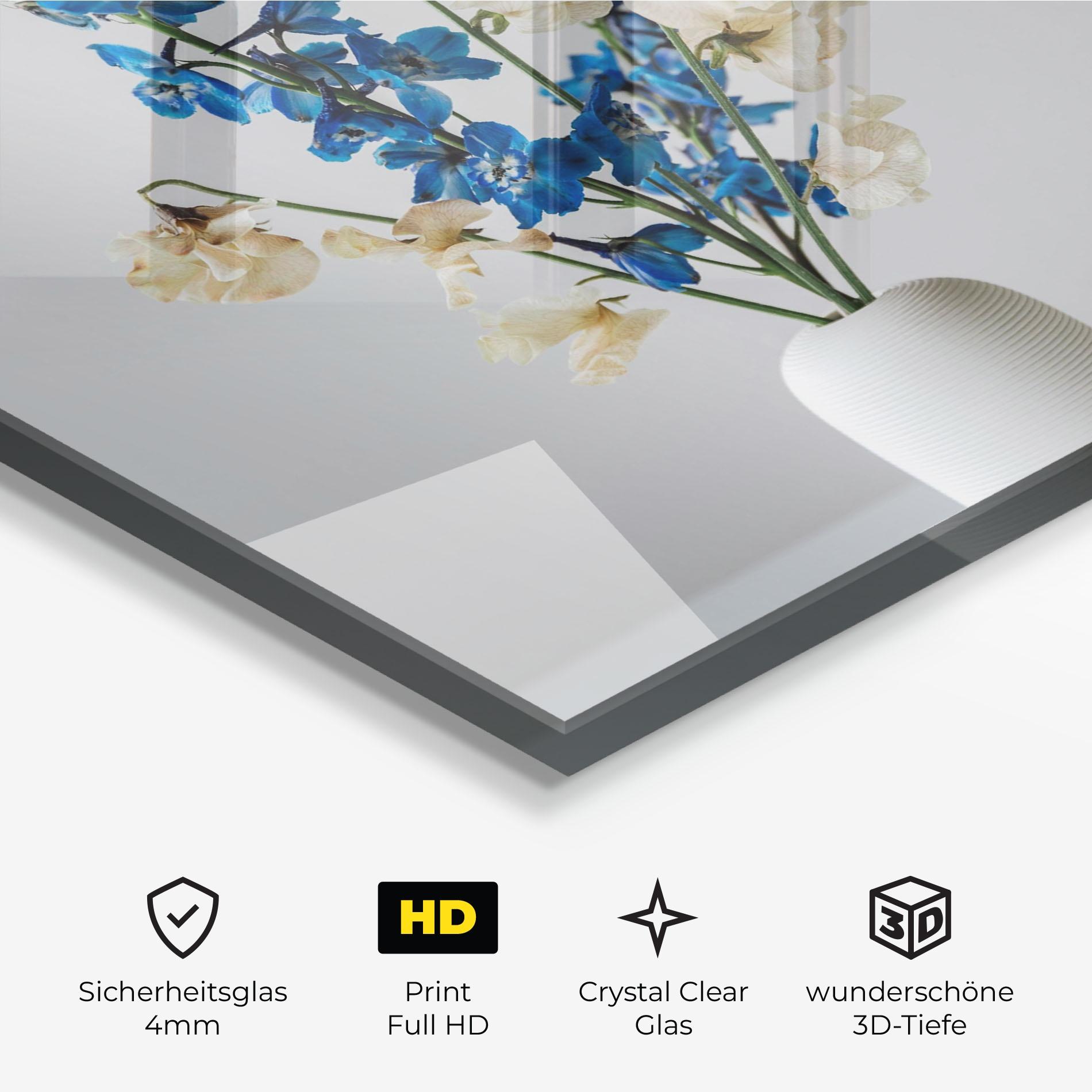 Glasbild Blue White Vase mockup 3