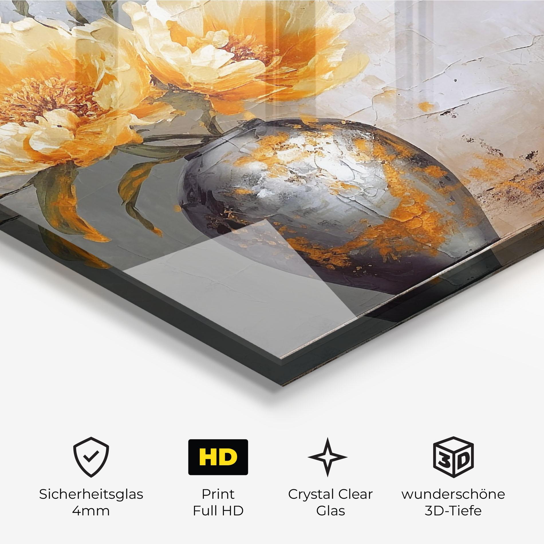 Glasbild Grey Painting Vase mockup 3