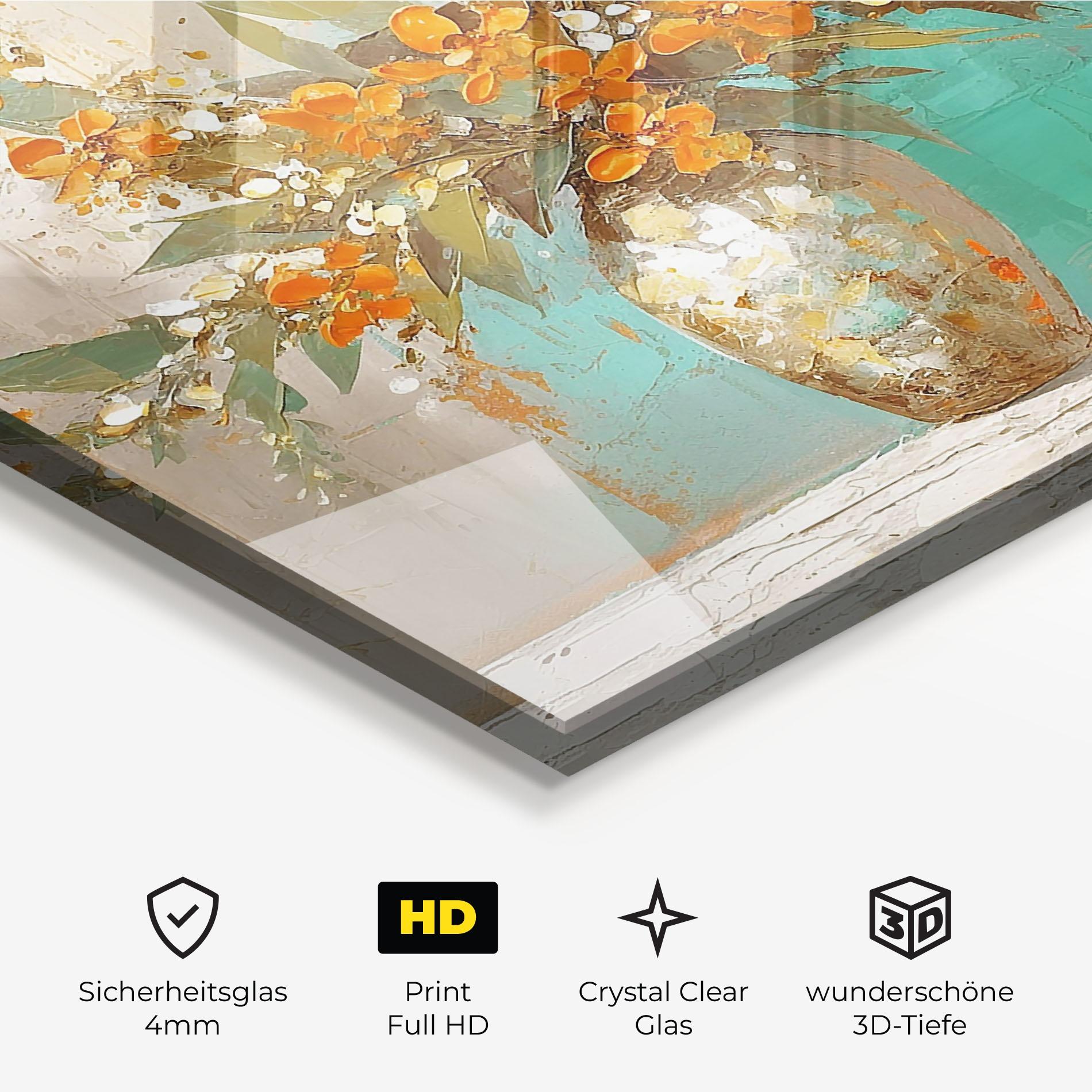 Glasbild Grey Vase Orange mockup 3