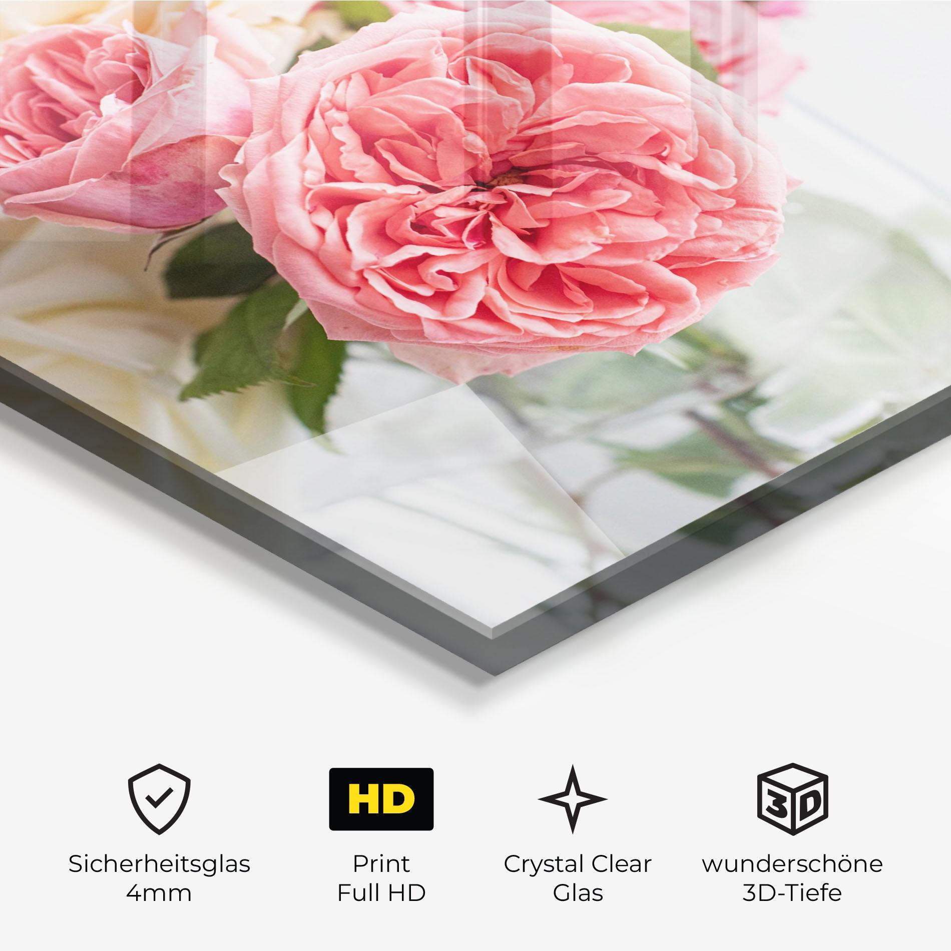 Glasbild Pink Rose Vase mockup 3