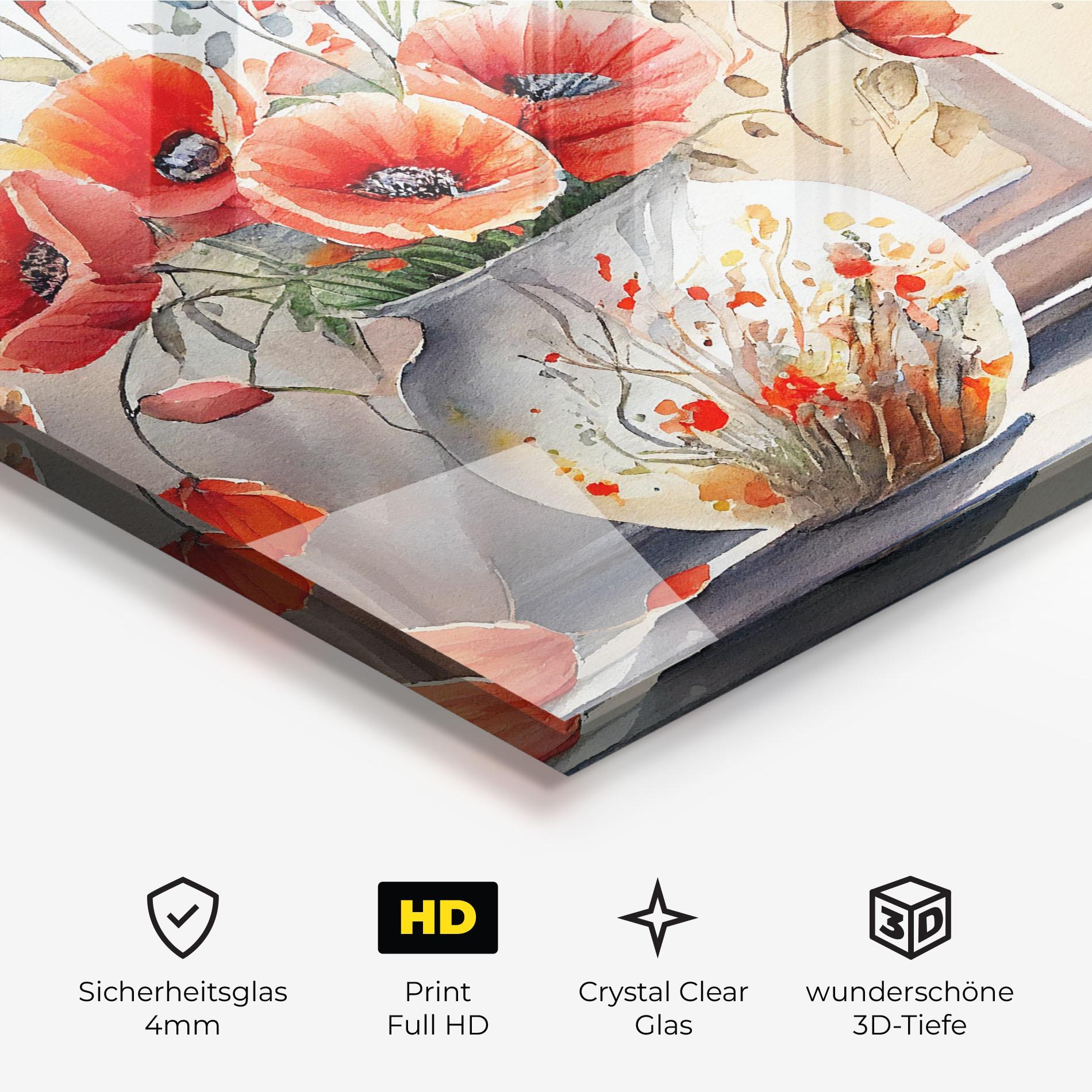 Glasbild Poppies Vase mockup 3