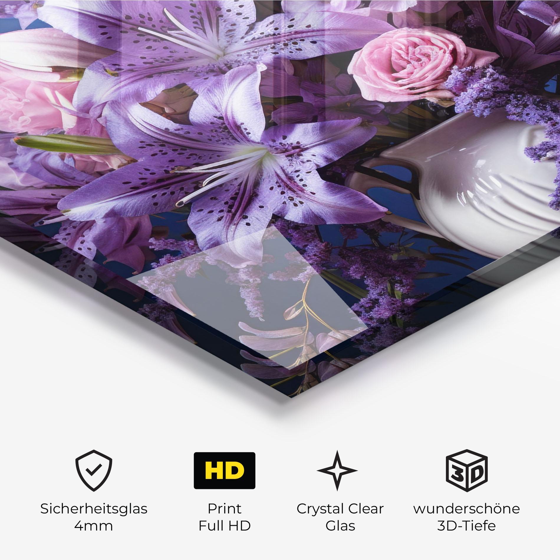 Glasbild Vase Purple Flower mockup 3