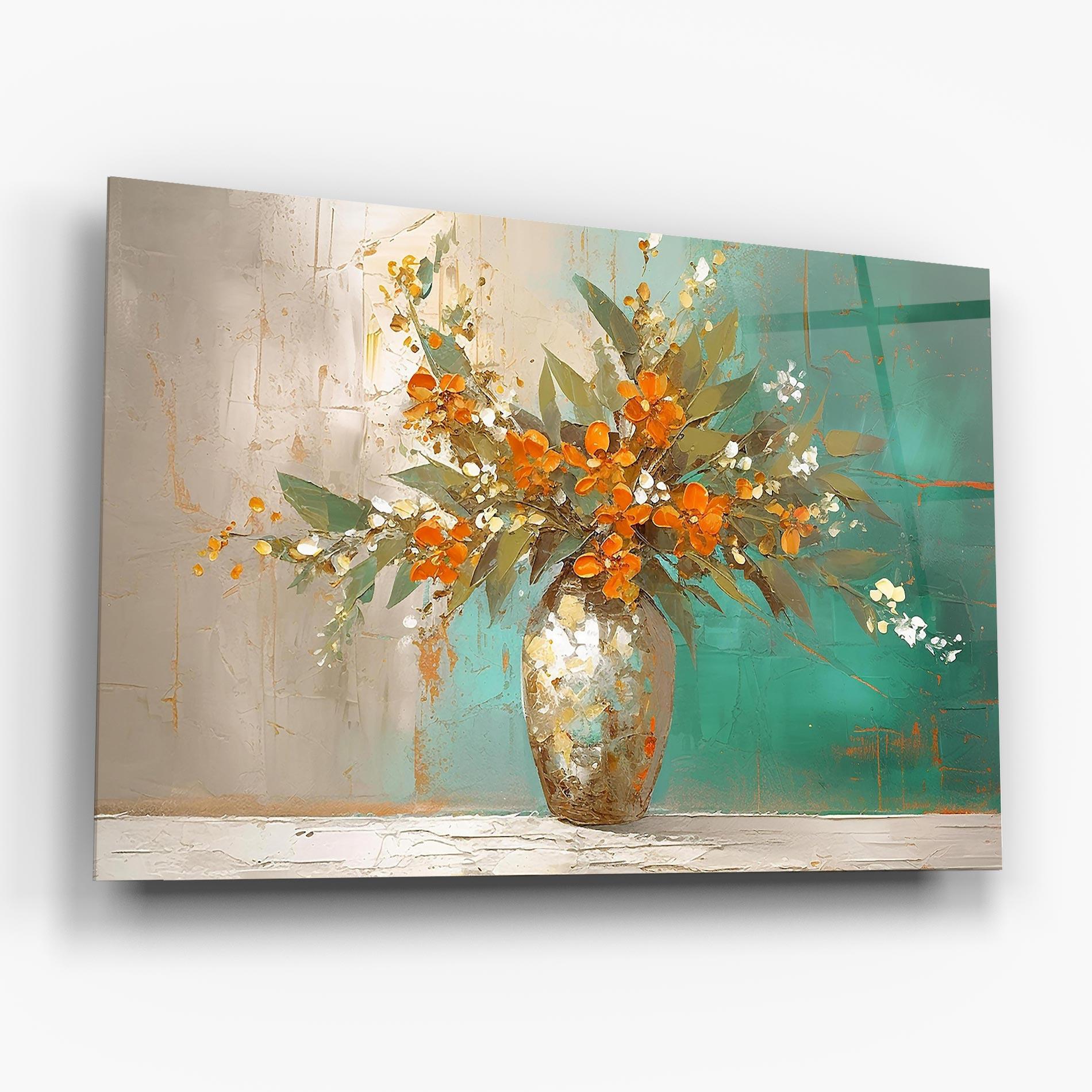 Glasbild Grey Vase Orange mockup 6