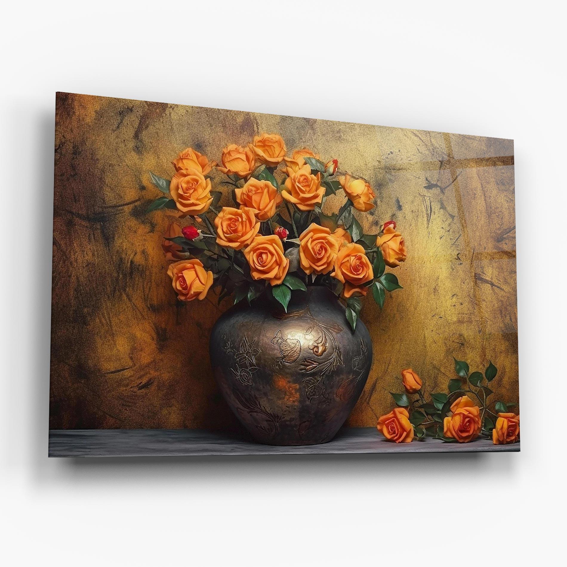 Glasbild Orange Vintage Vase mockup 6