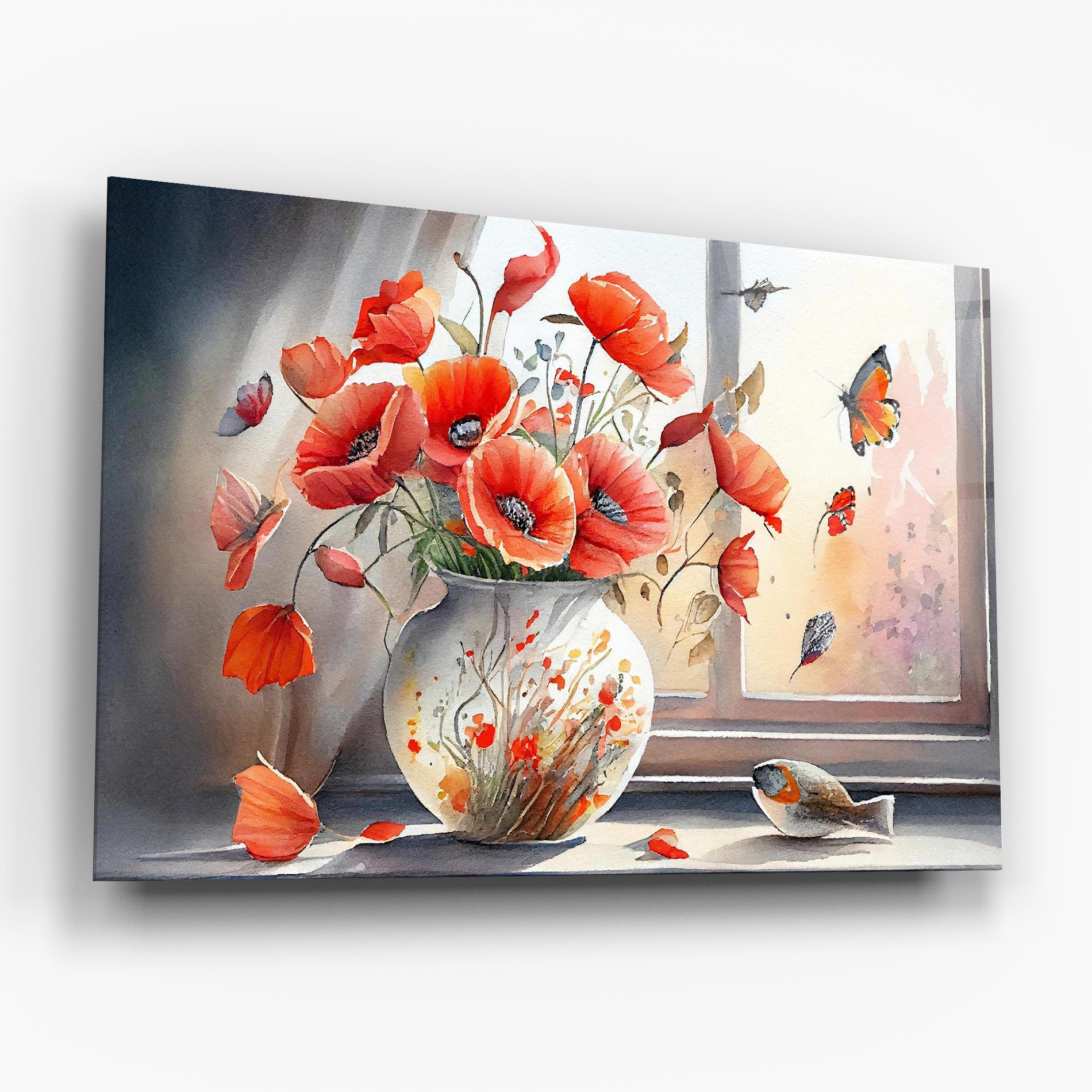 Glasbild Poppies Vase mockup 6