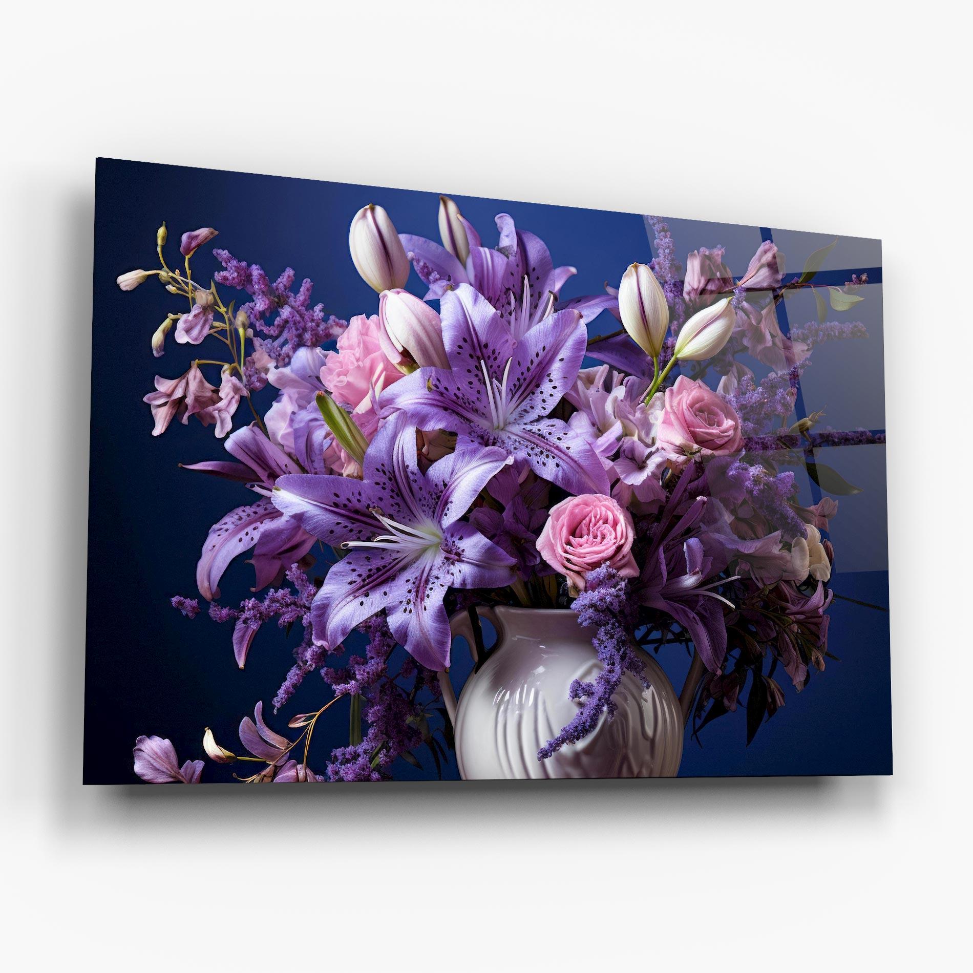 Glasbild Vase Purple Flower mockup 6