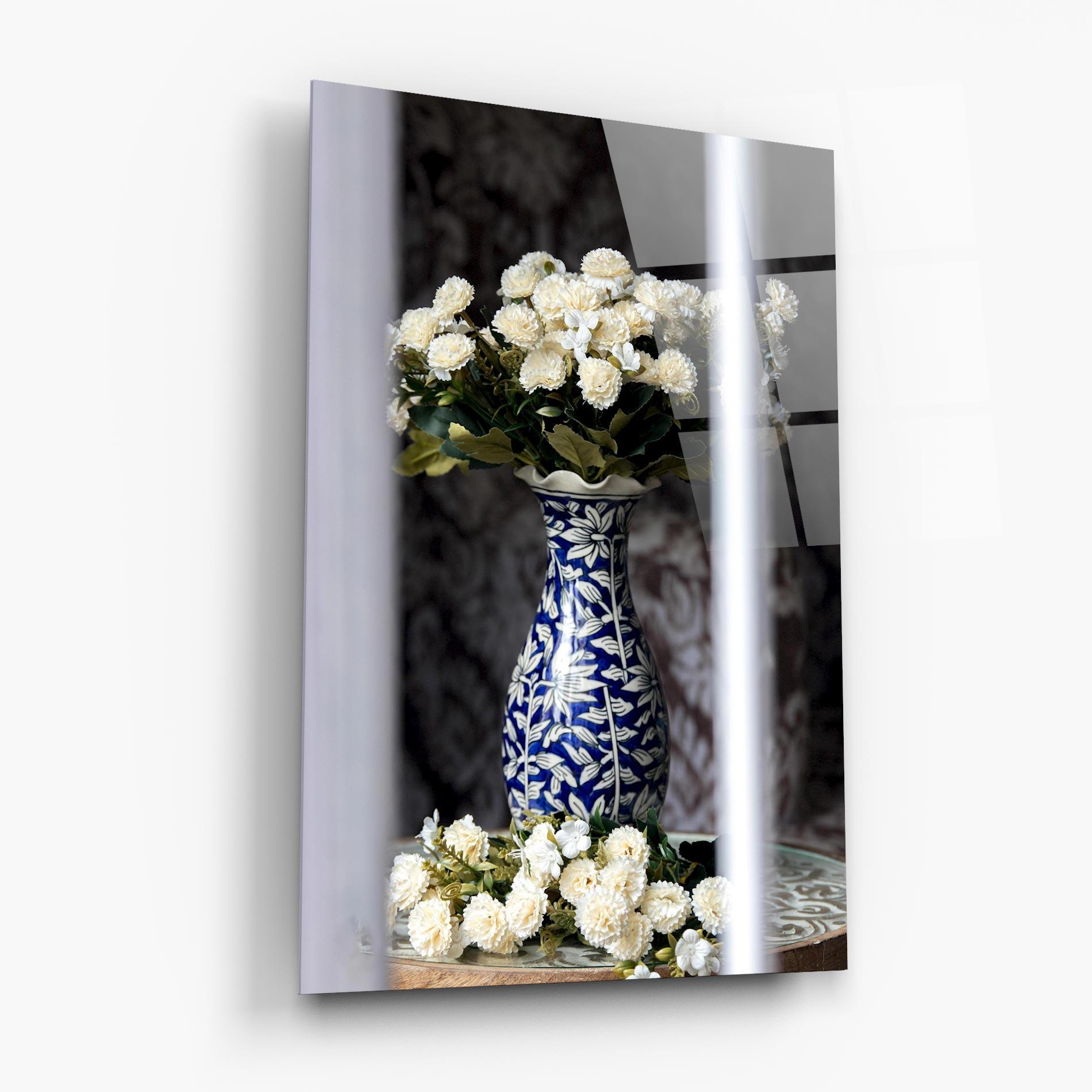Glasbild Blue Patern Vase mockup 6