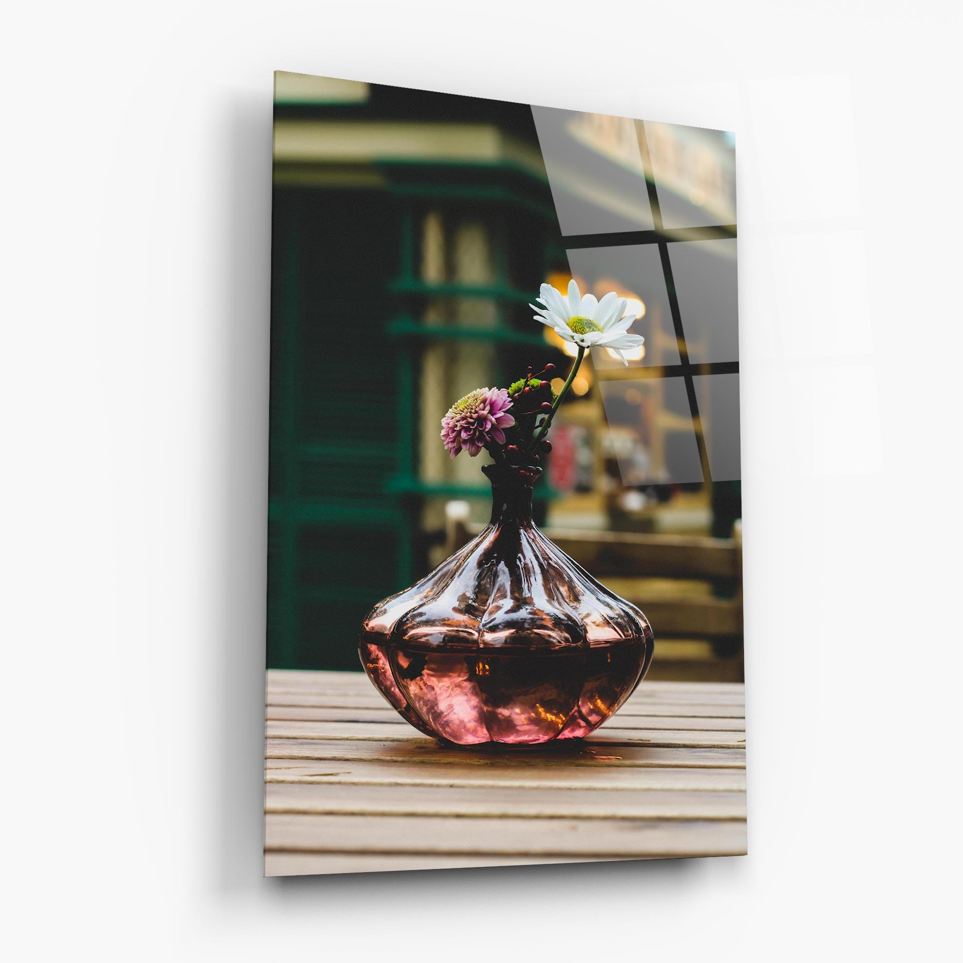 Glasbild Pink Vase Flower mockup 6