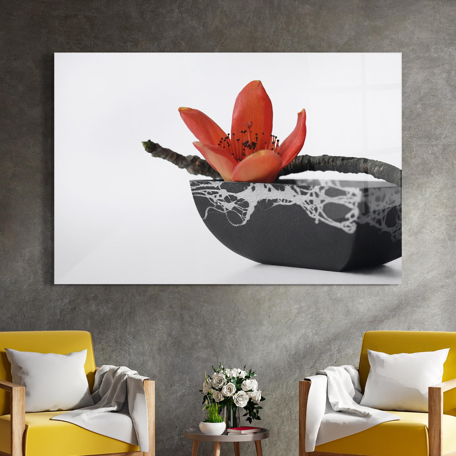 Glasbild Black Marble Vase mockup 4