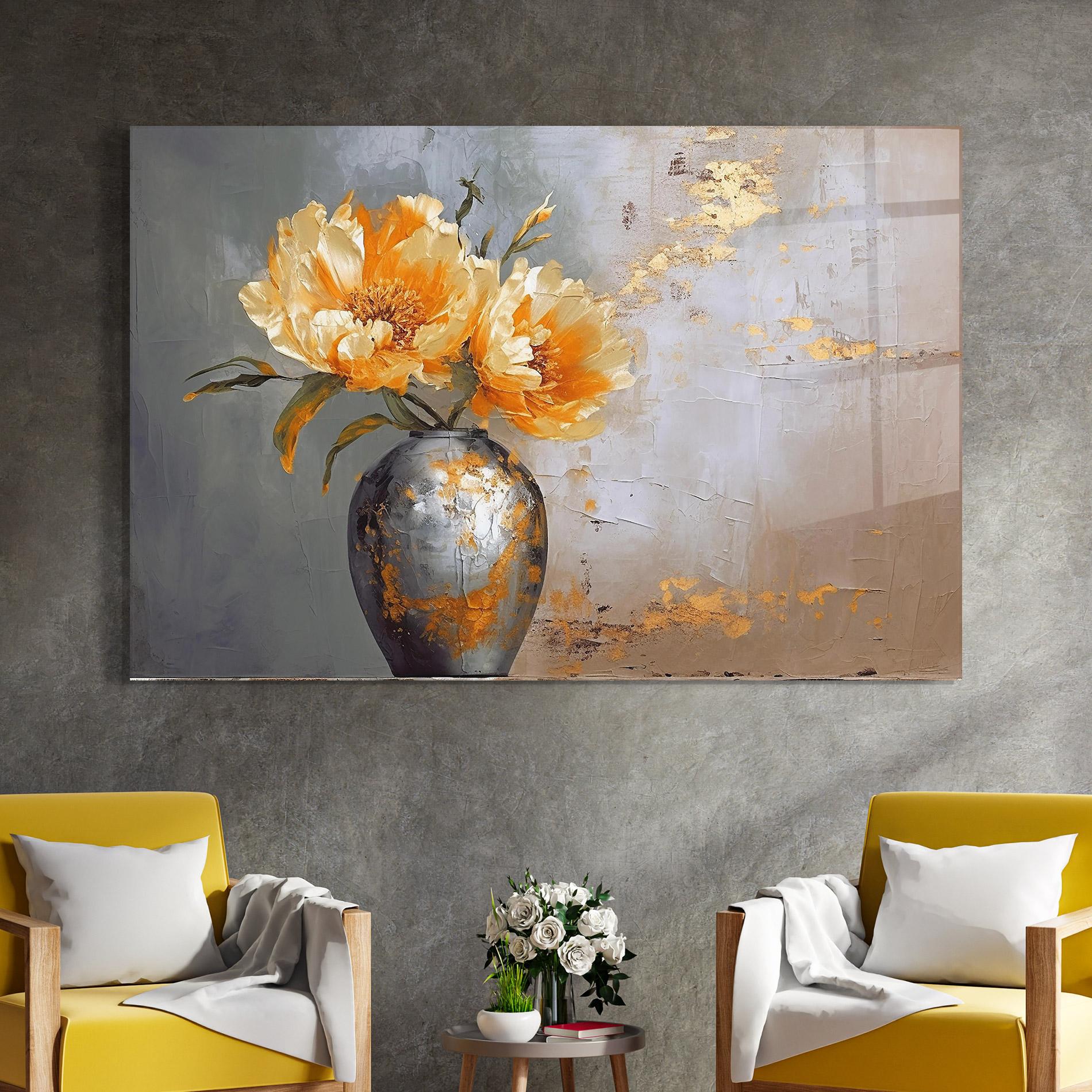 Glasbild Grey Painting Vase mockup 4