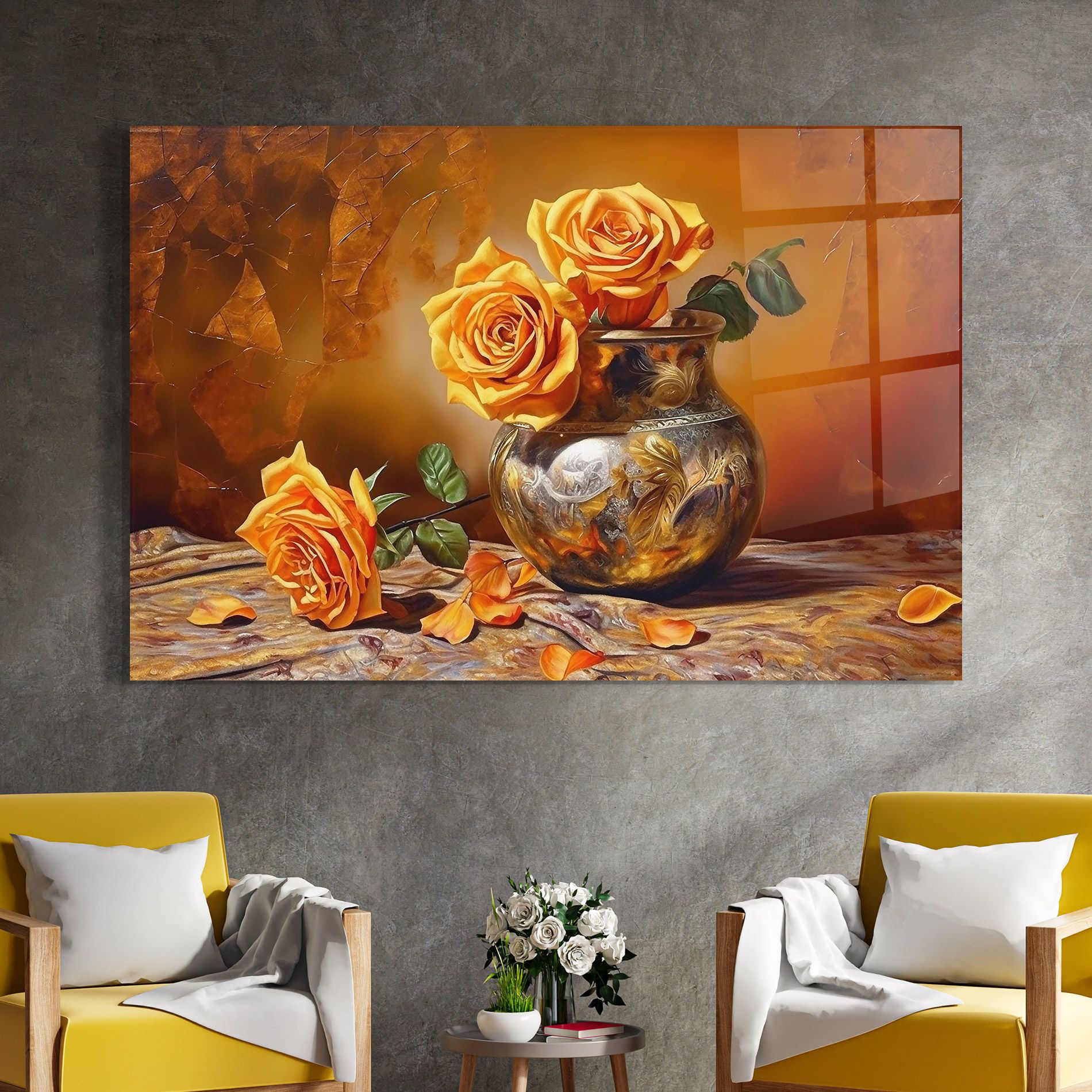 Orange Roses Vase mockup 4
