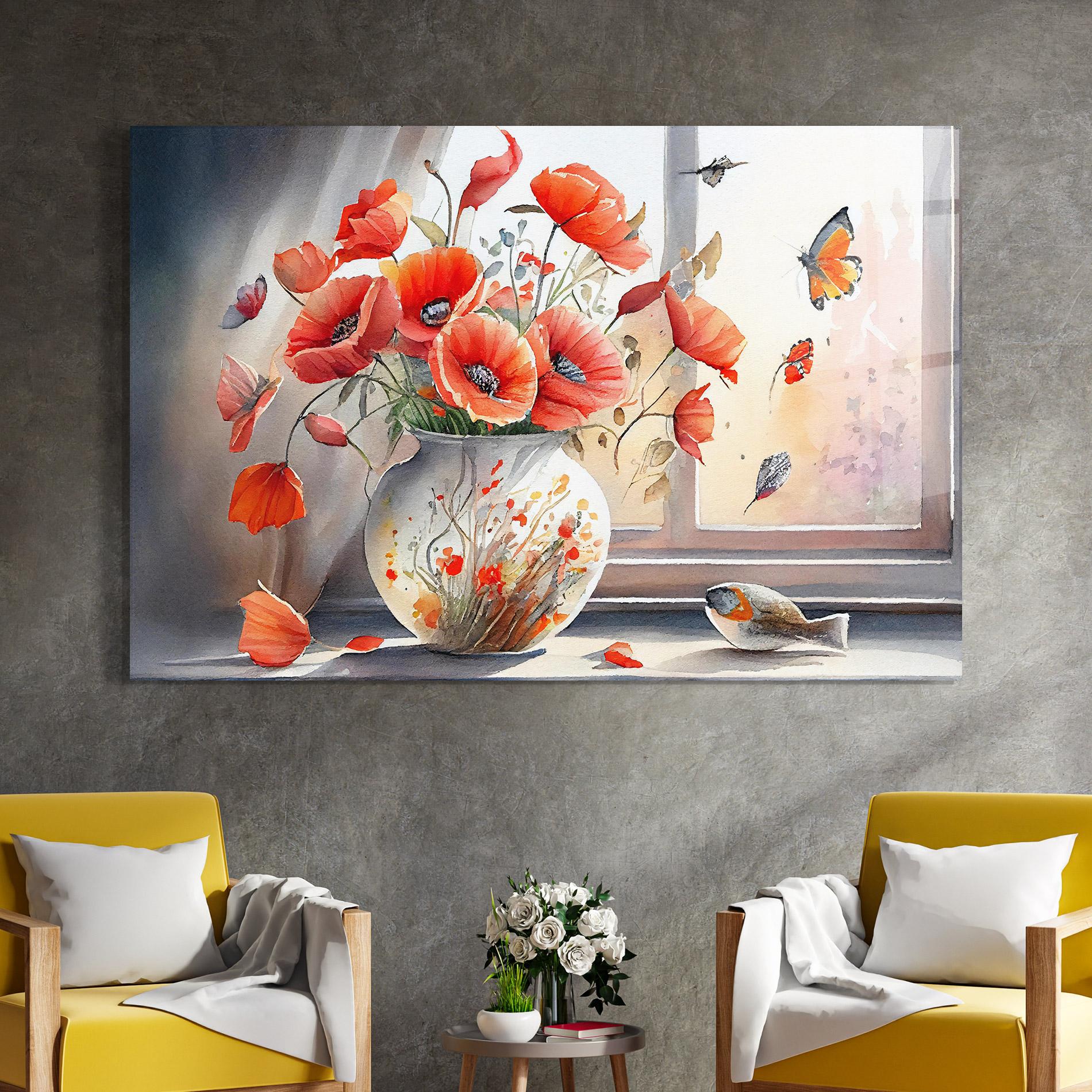 Glasbild Poppies Vase mockup 4