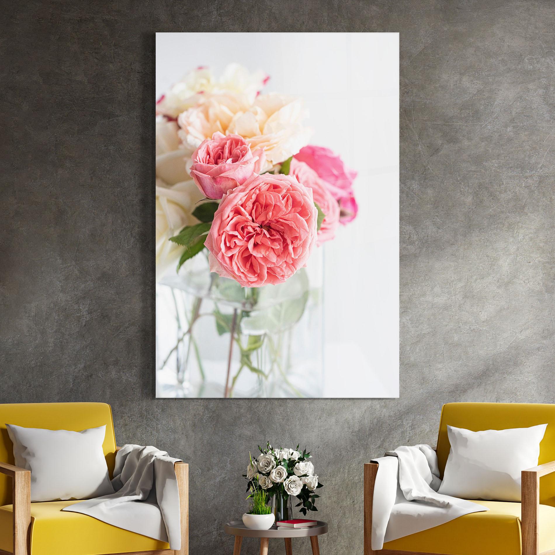 Glasbild Pink Rose Vase mockup 4
