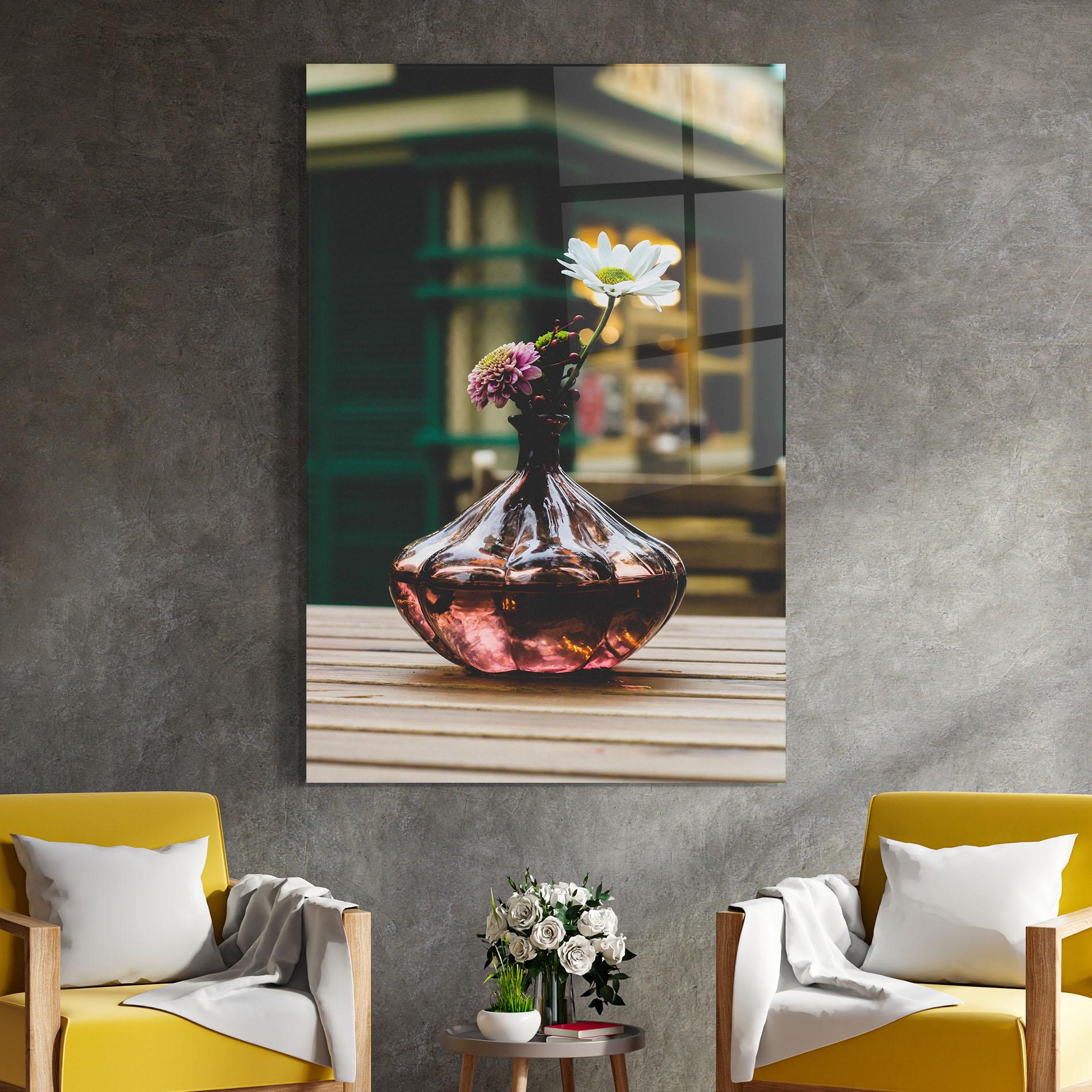 Glasbild Pink Vase Flower mockup 4