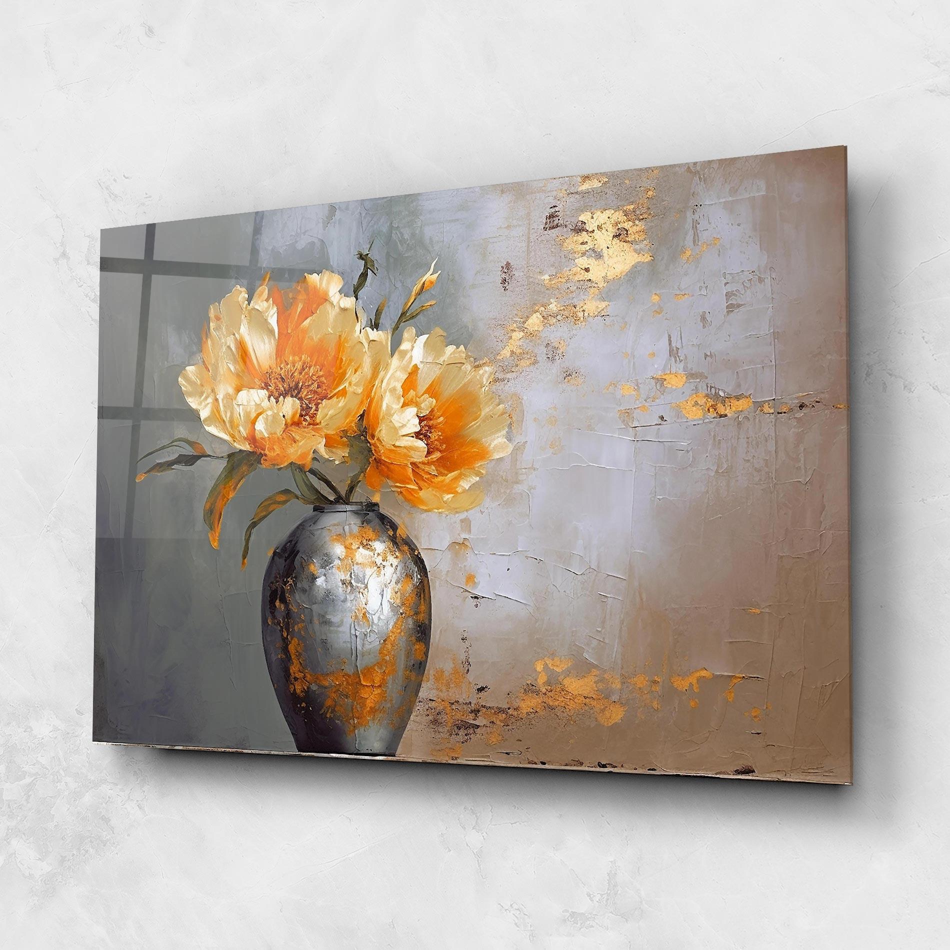 Glasbild Grey Painting Vase mockup 1