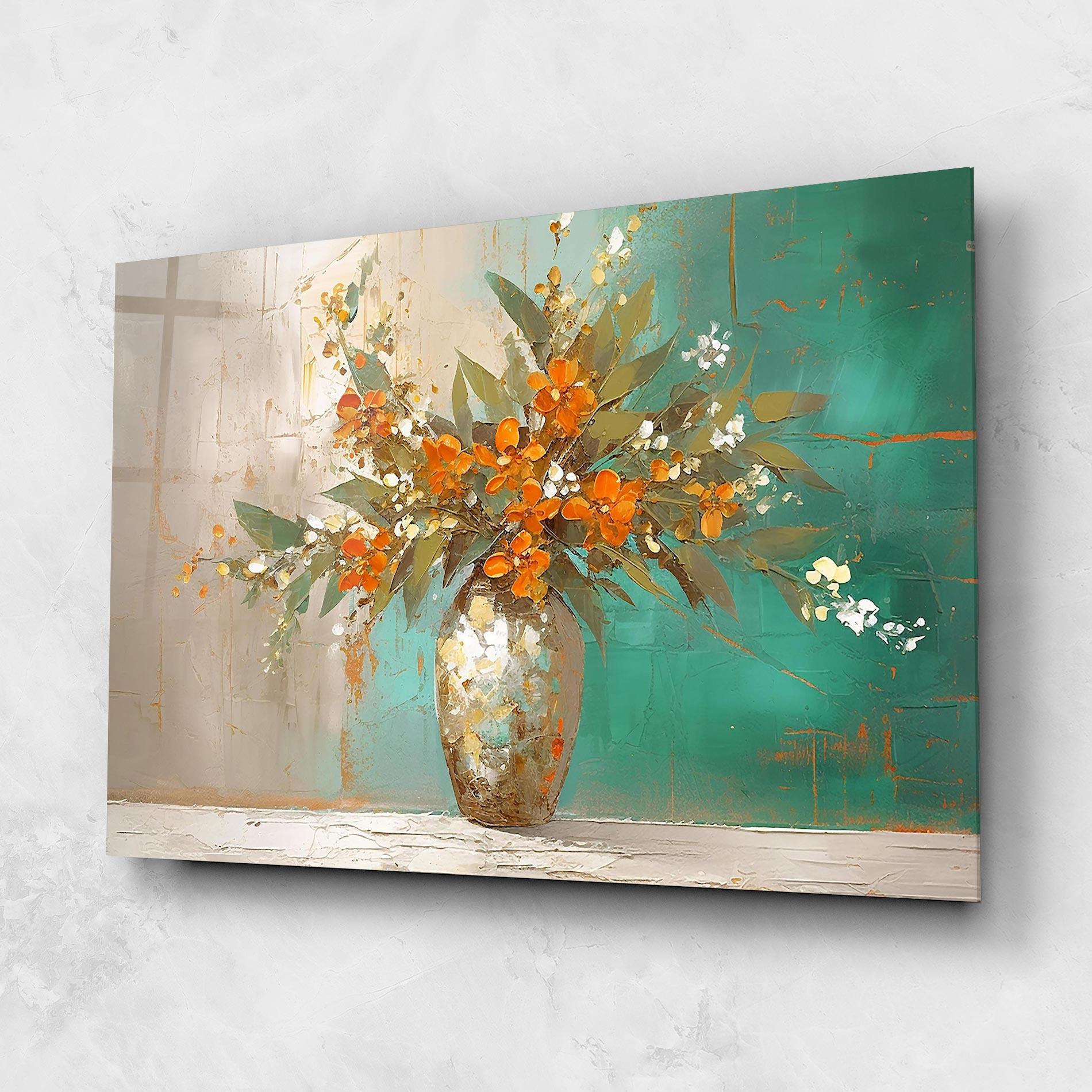 Glasbild Grey Vase Orange mockup 1