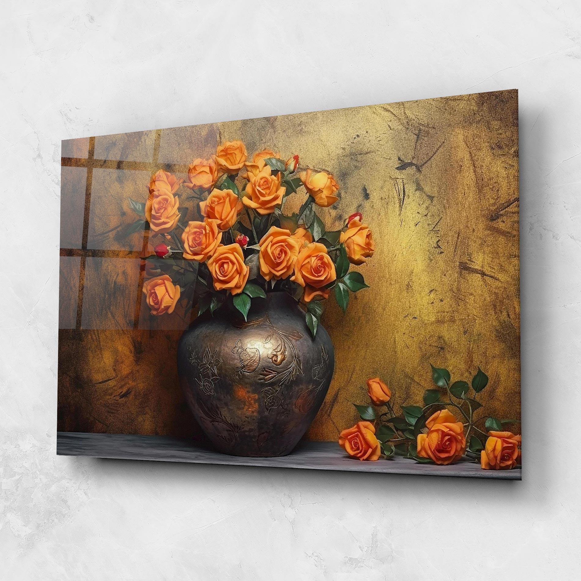 Glasbild Orange Vintage Vase mockup 1