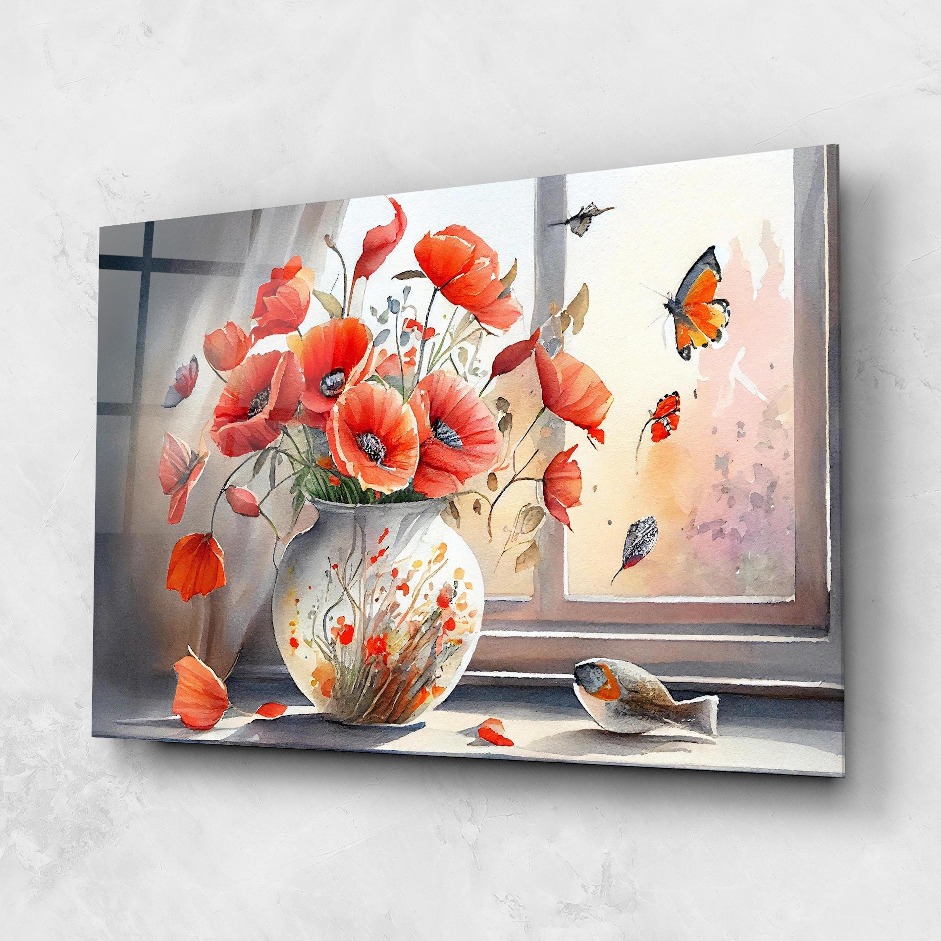 Glasbild Poppies Vase mockup 1