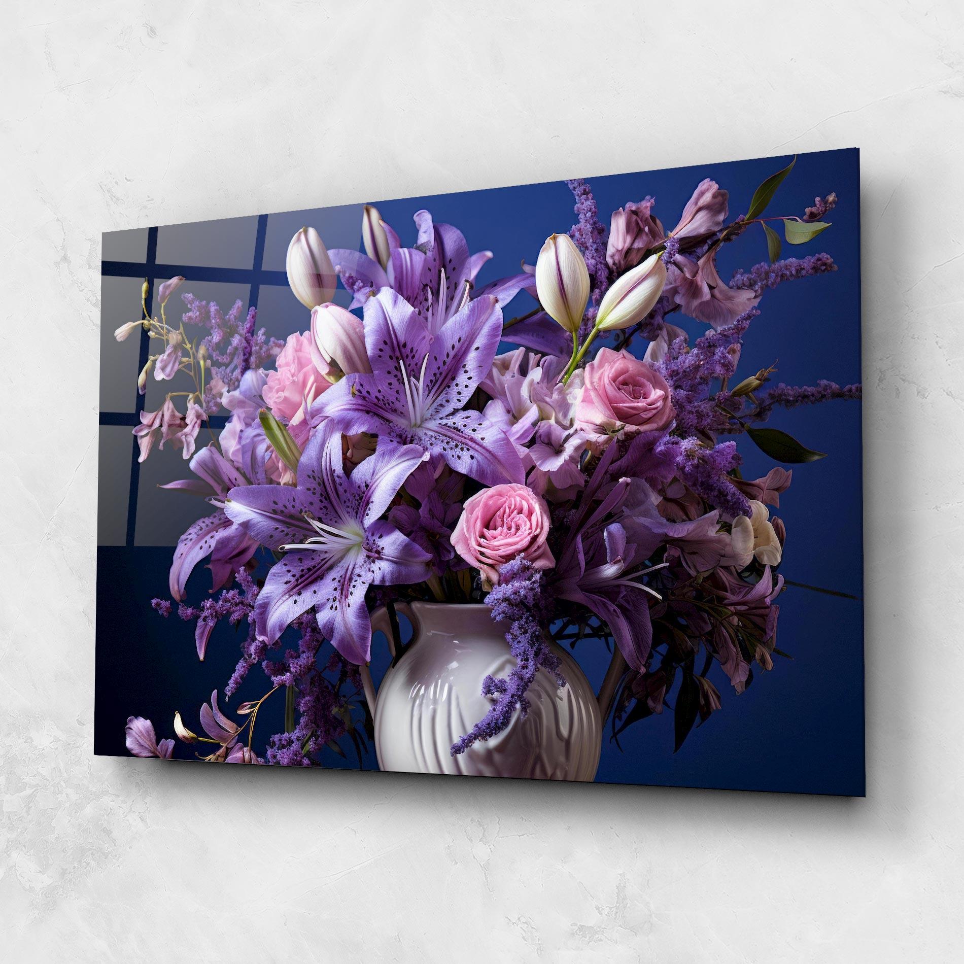 Glasbild Vase Purple Flower mockup 1