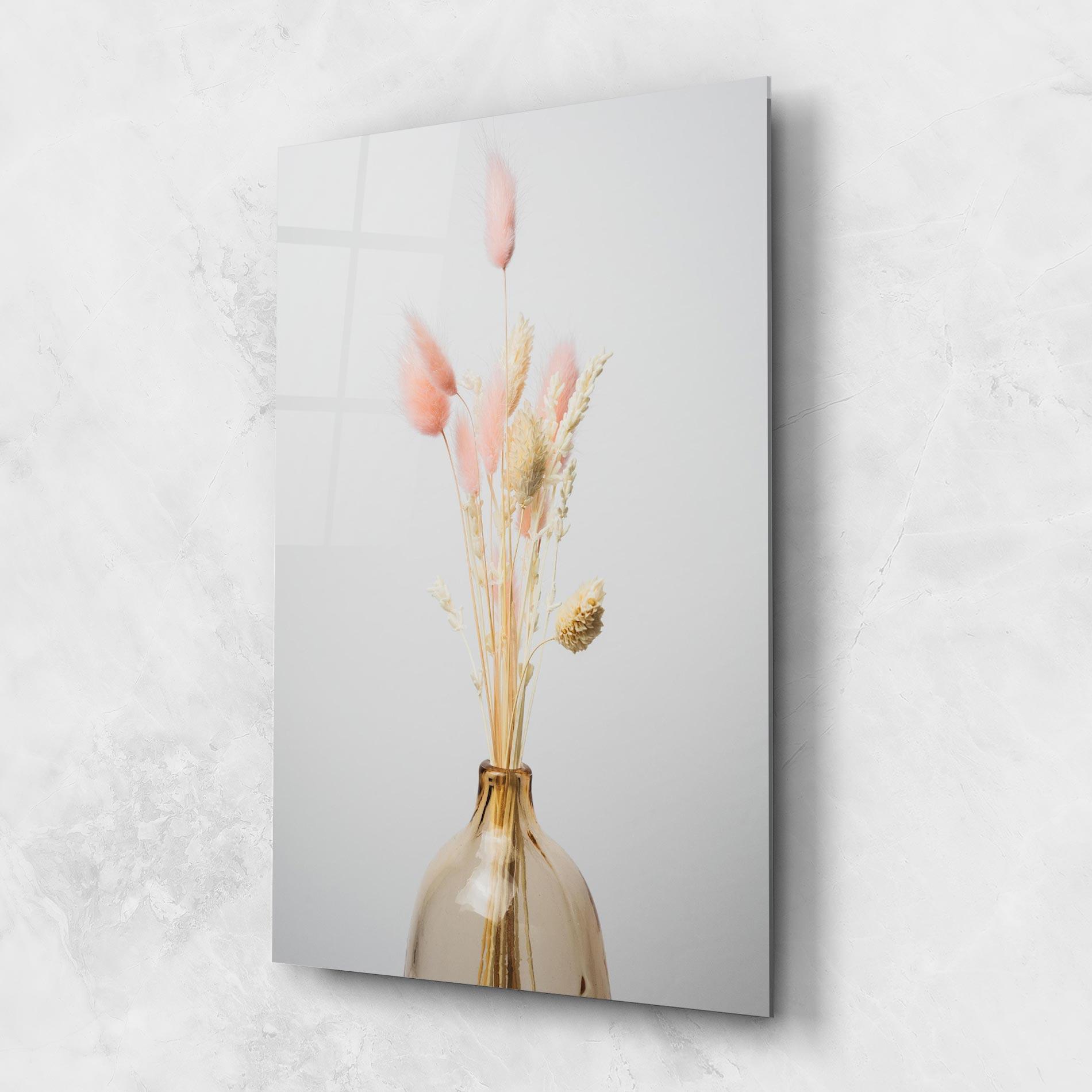 Glasbild Pink Cream Flower Vase mockup 1