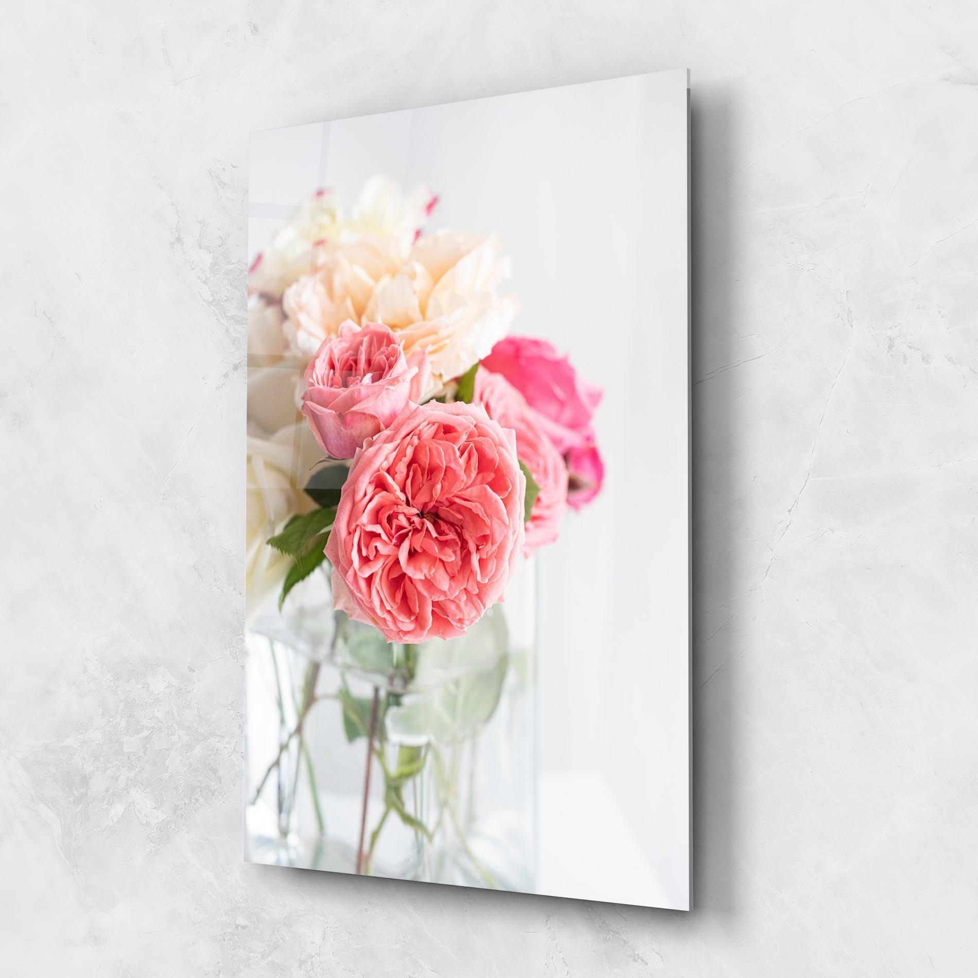 Glasbild Pink Rose Vase mockup 1