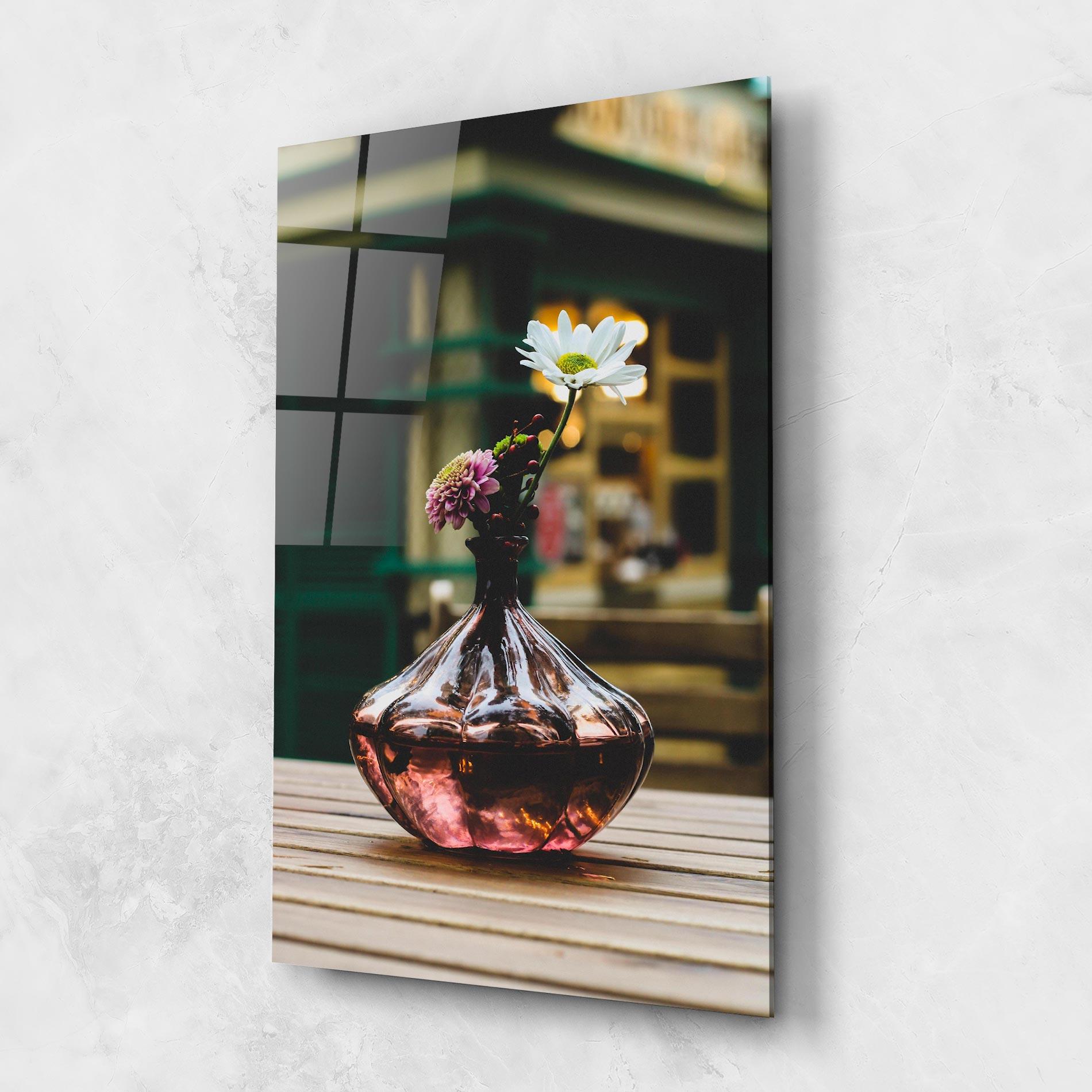 Glasbild Pink Vase Flower mockup 1