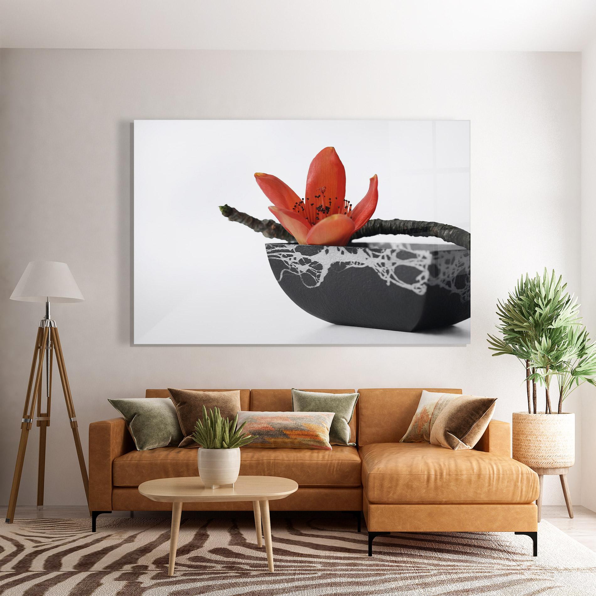 Glasbild Black Marble Vase mockup 7