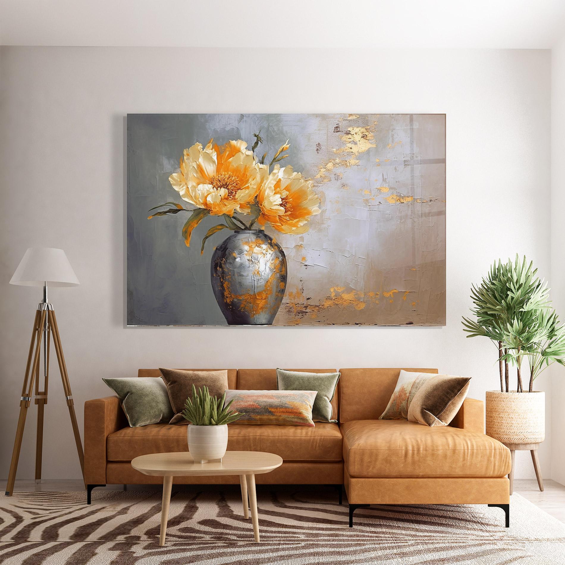 Glasbild Grey Painting Vase mockup 7