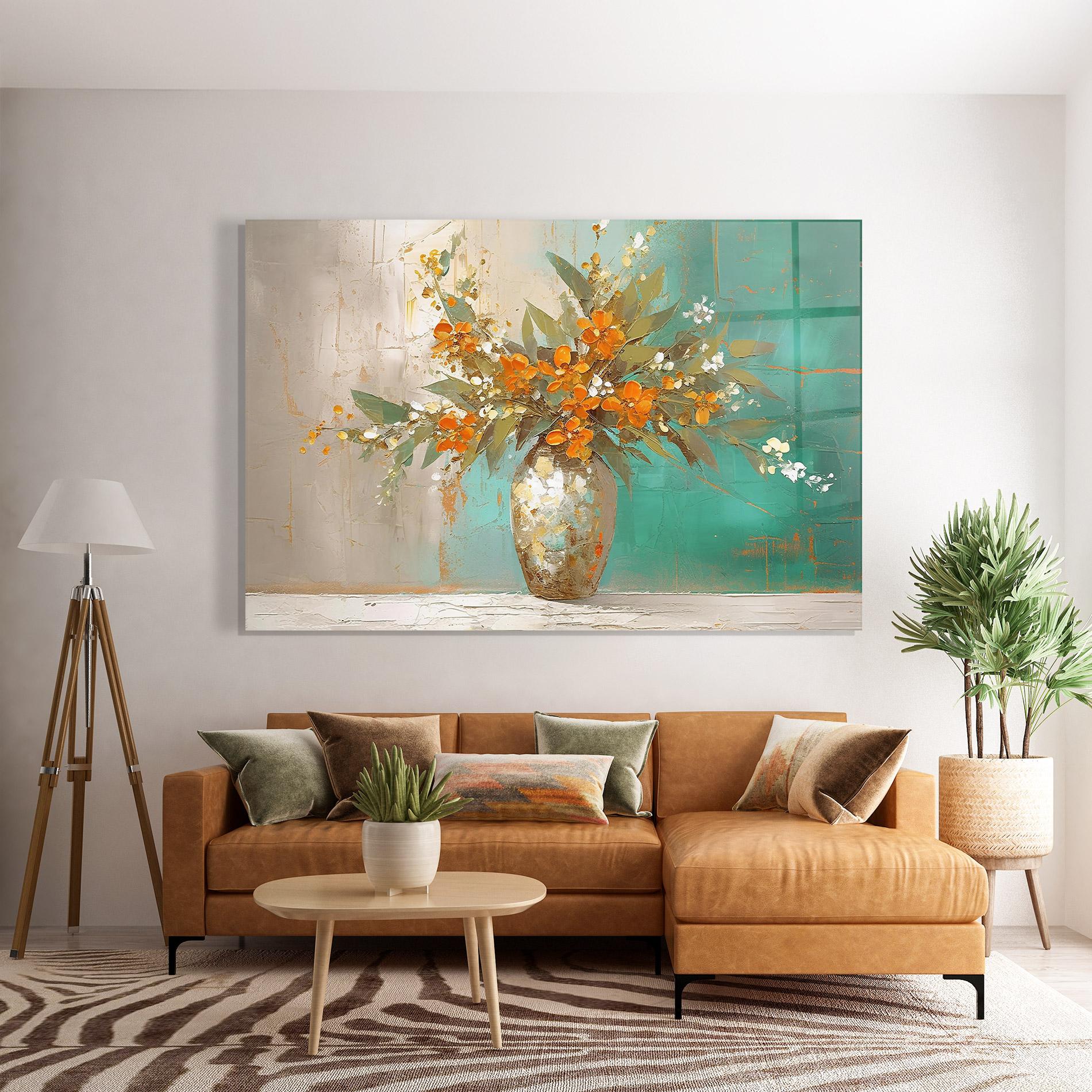 Glasbild Grey Vase Orange mockup 7