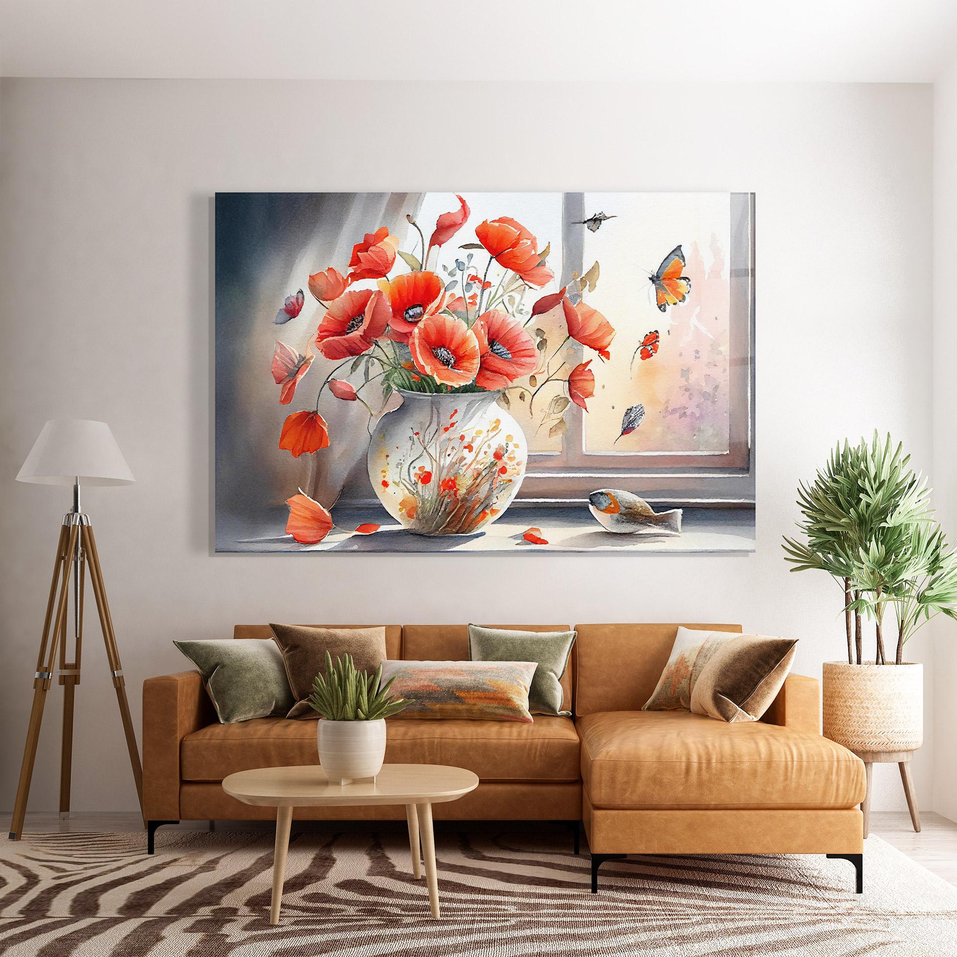 Glasbild Poppies Vase mockup 7