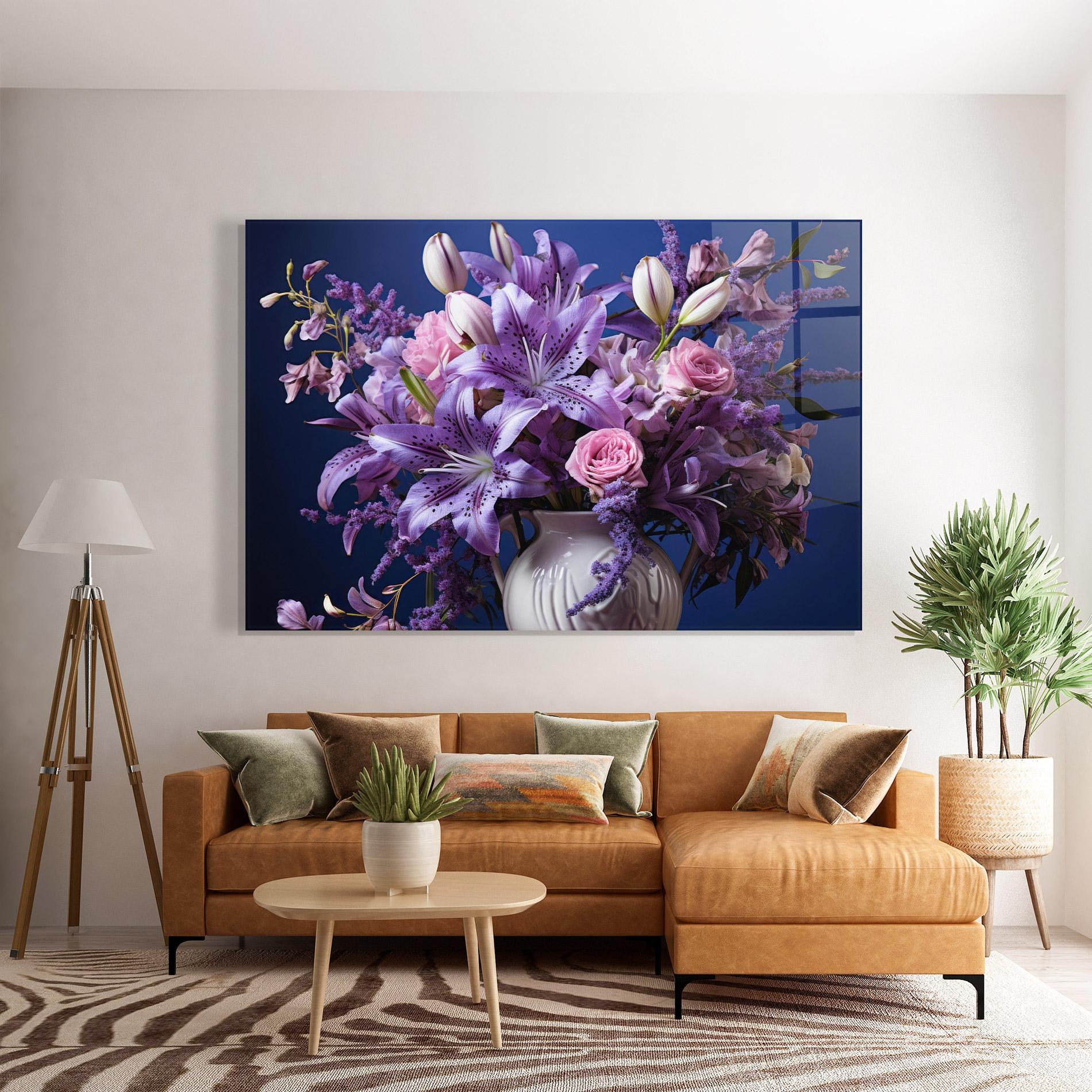 Glasbild Vase Purple Flower mockup 7
