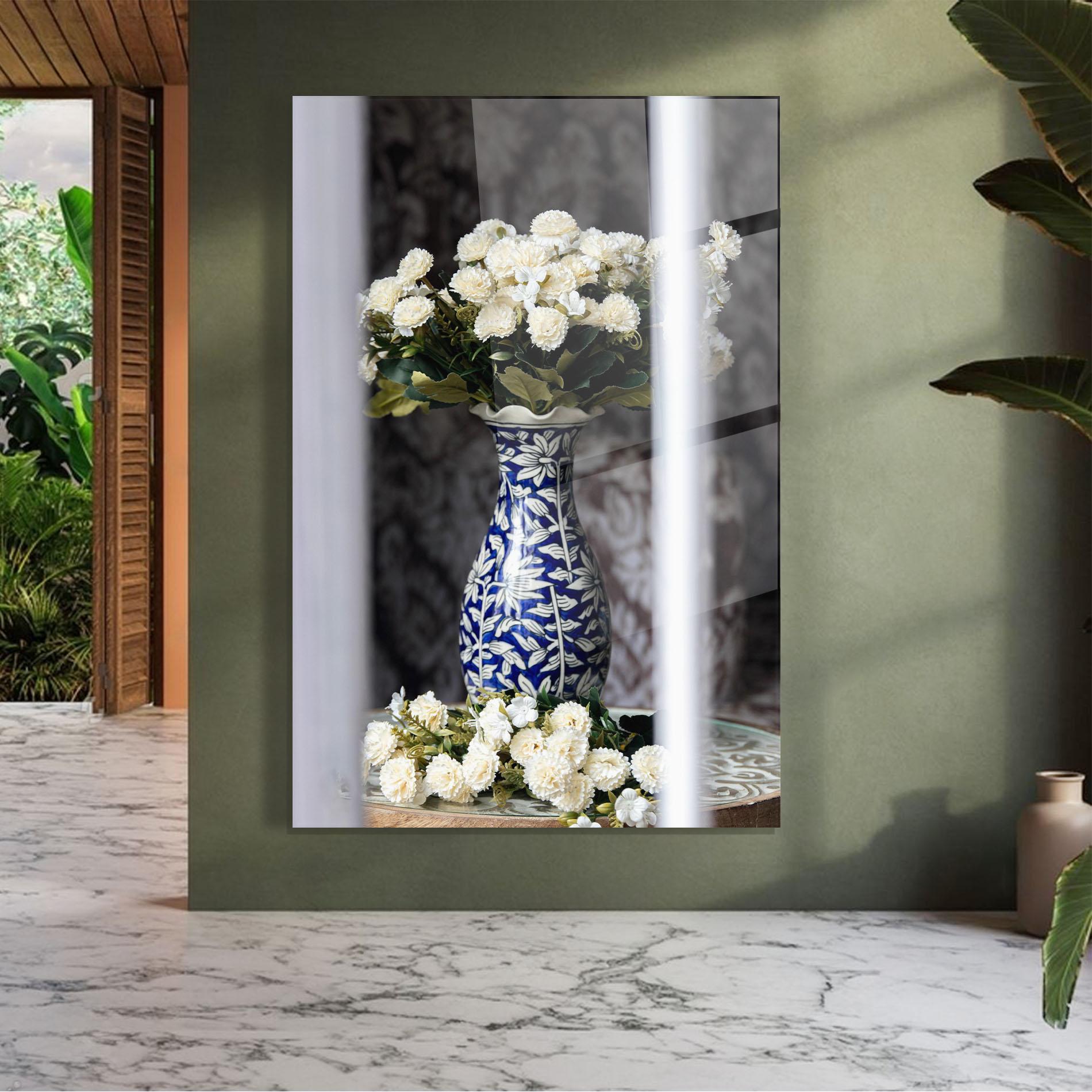 Glasbild Blue Patern Vase mockup 7
