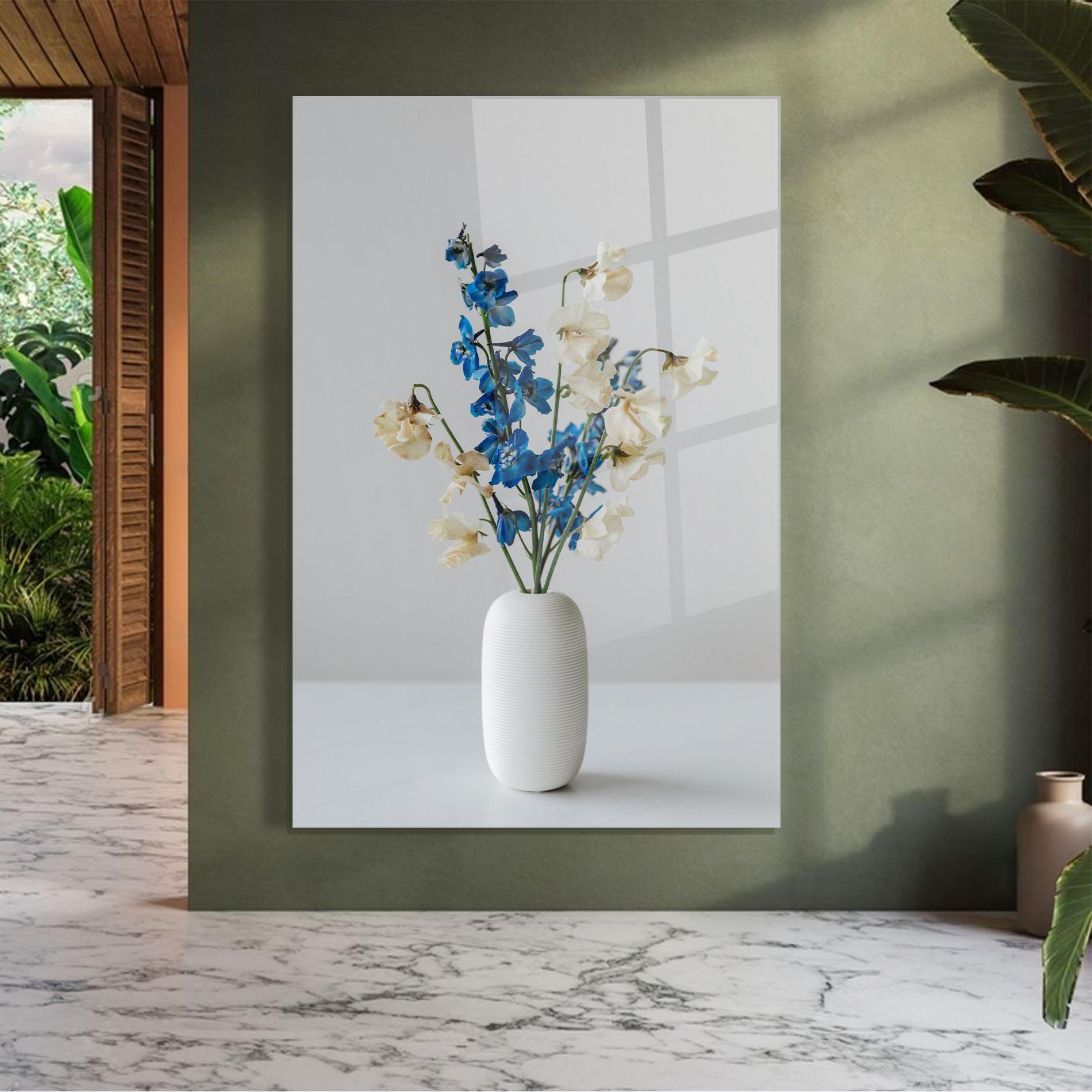 Glasbild Blue White Vase mockup 7