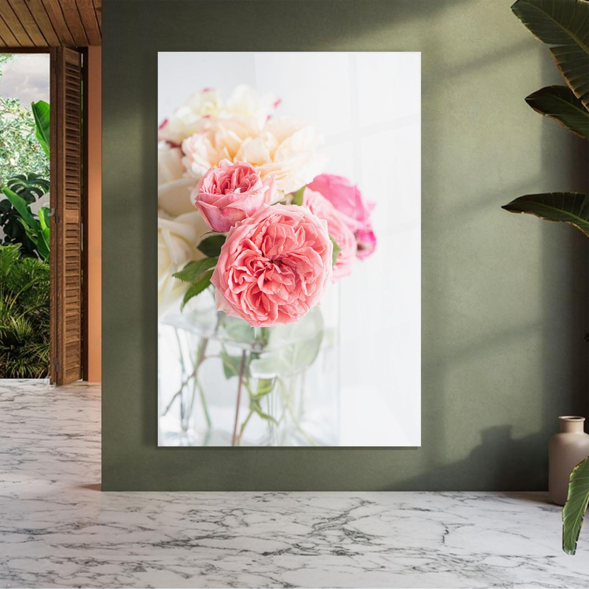Glasbild Pink Rose Vase mockup 7