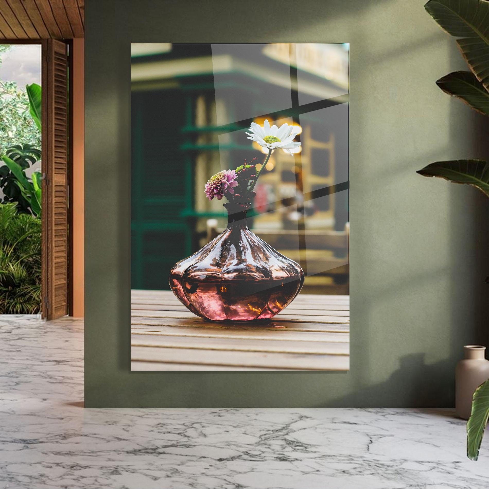 Glasbild Pink Vase Flower mockup 7