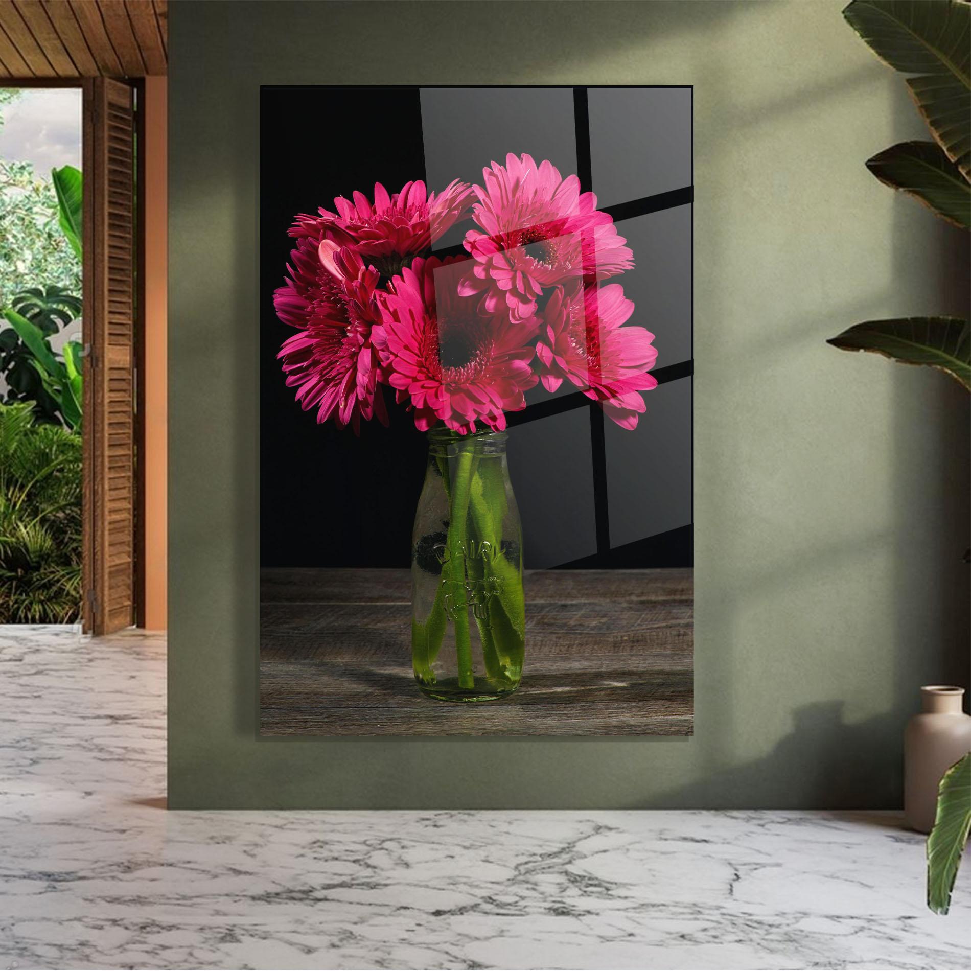 Glasbild Vase Strong Pink mockup 7