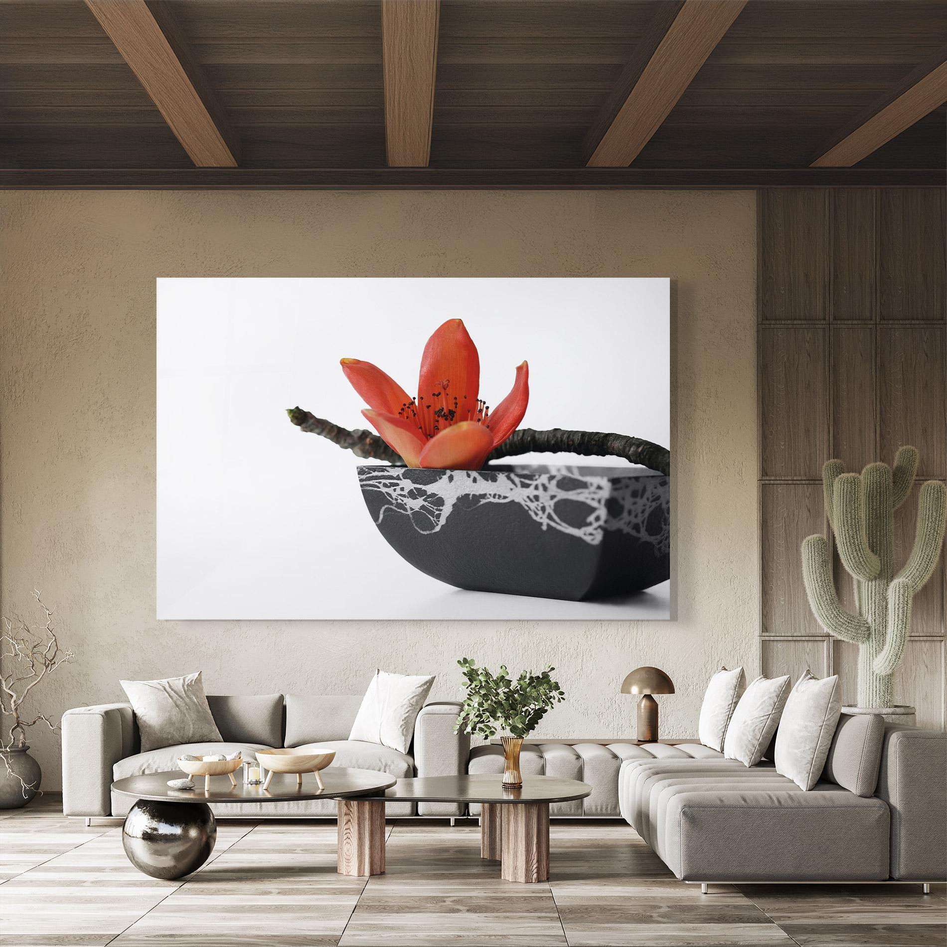 Glasbild Black Marble Vase mockup 8