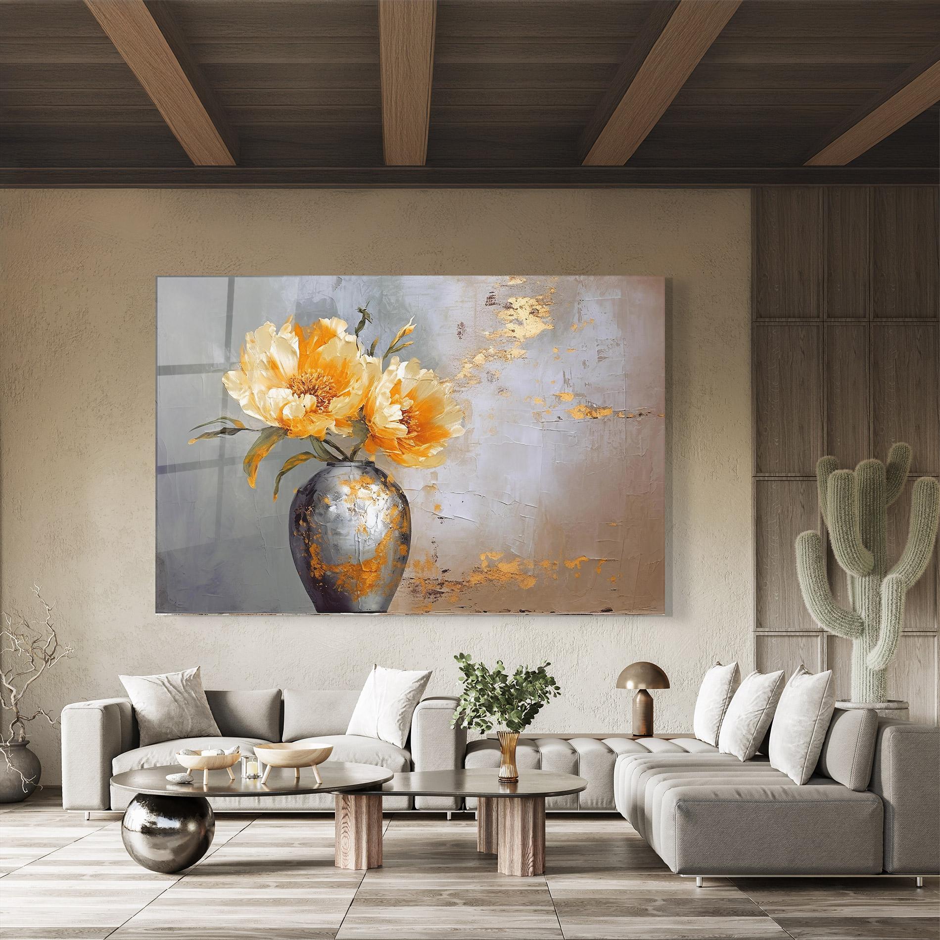 Glasbild Grey Painting Vase mockup 8