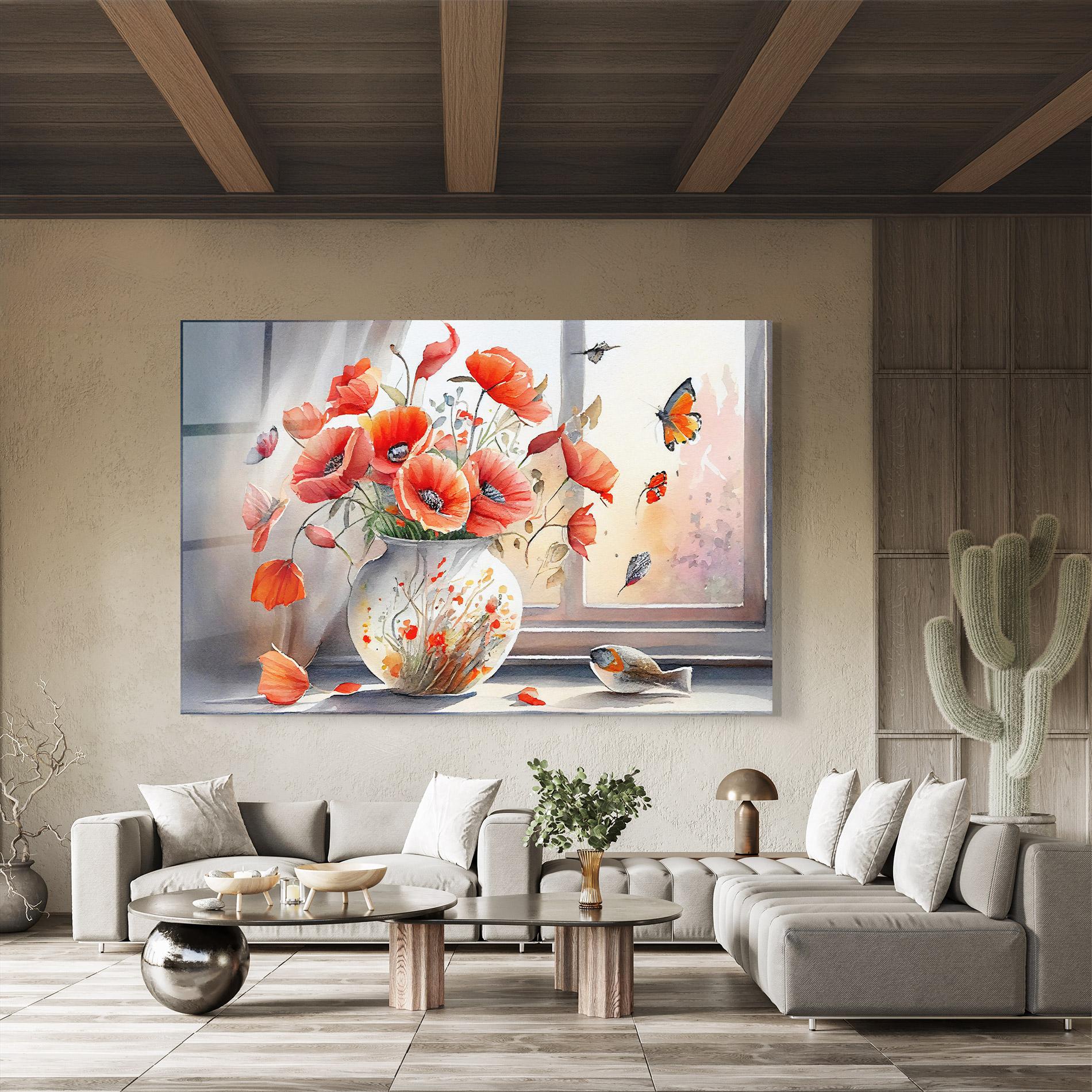 Glasbild Poppies Vase mockup 8