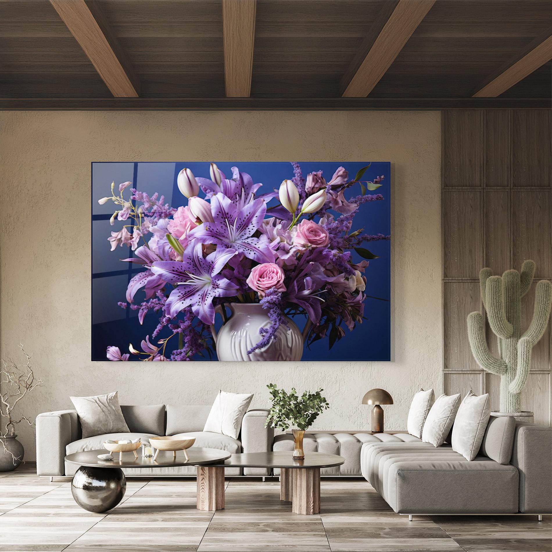 Glasbild Vase Purple Flower mockup 8
