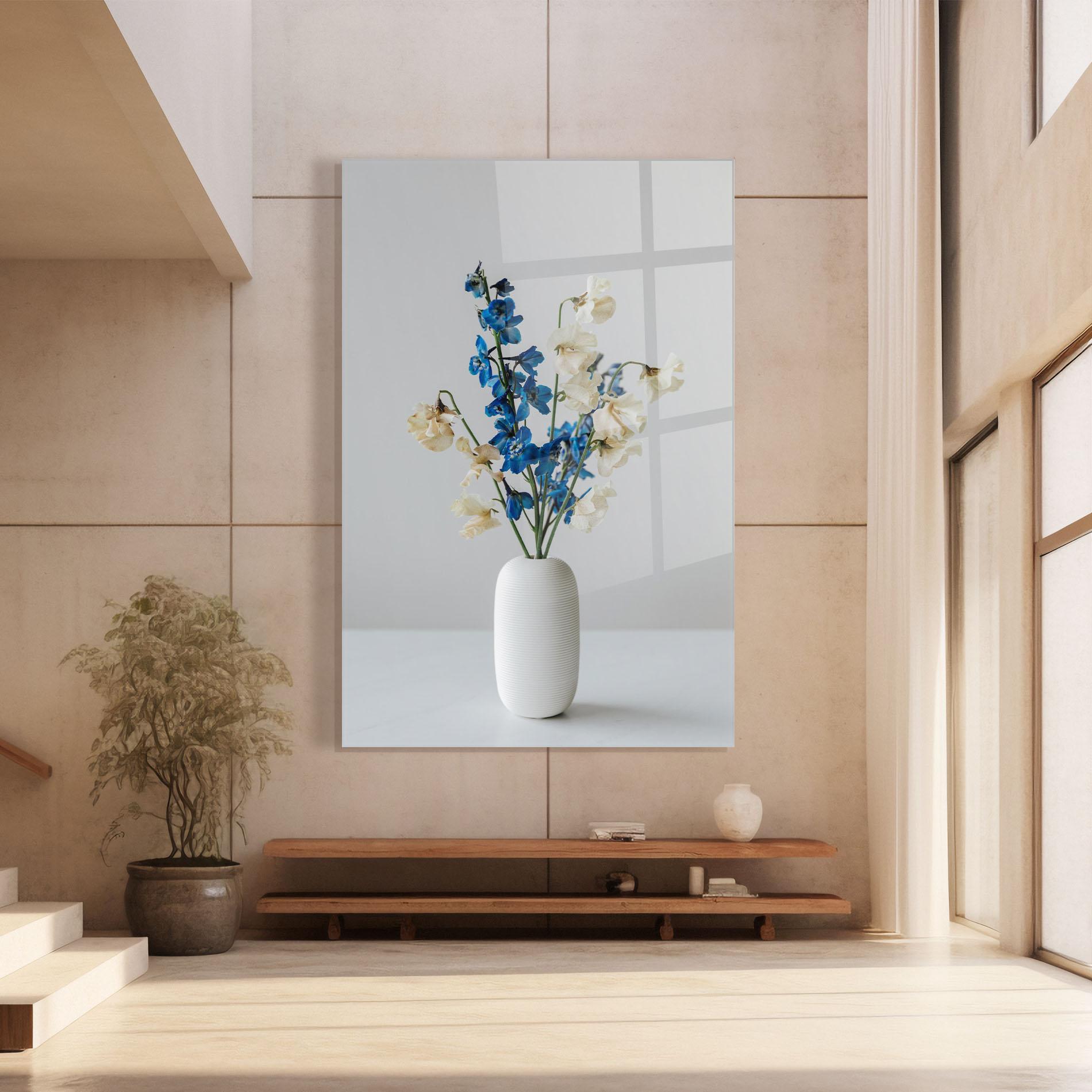 Glasbild Blue White Vase mockup 8