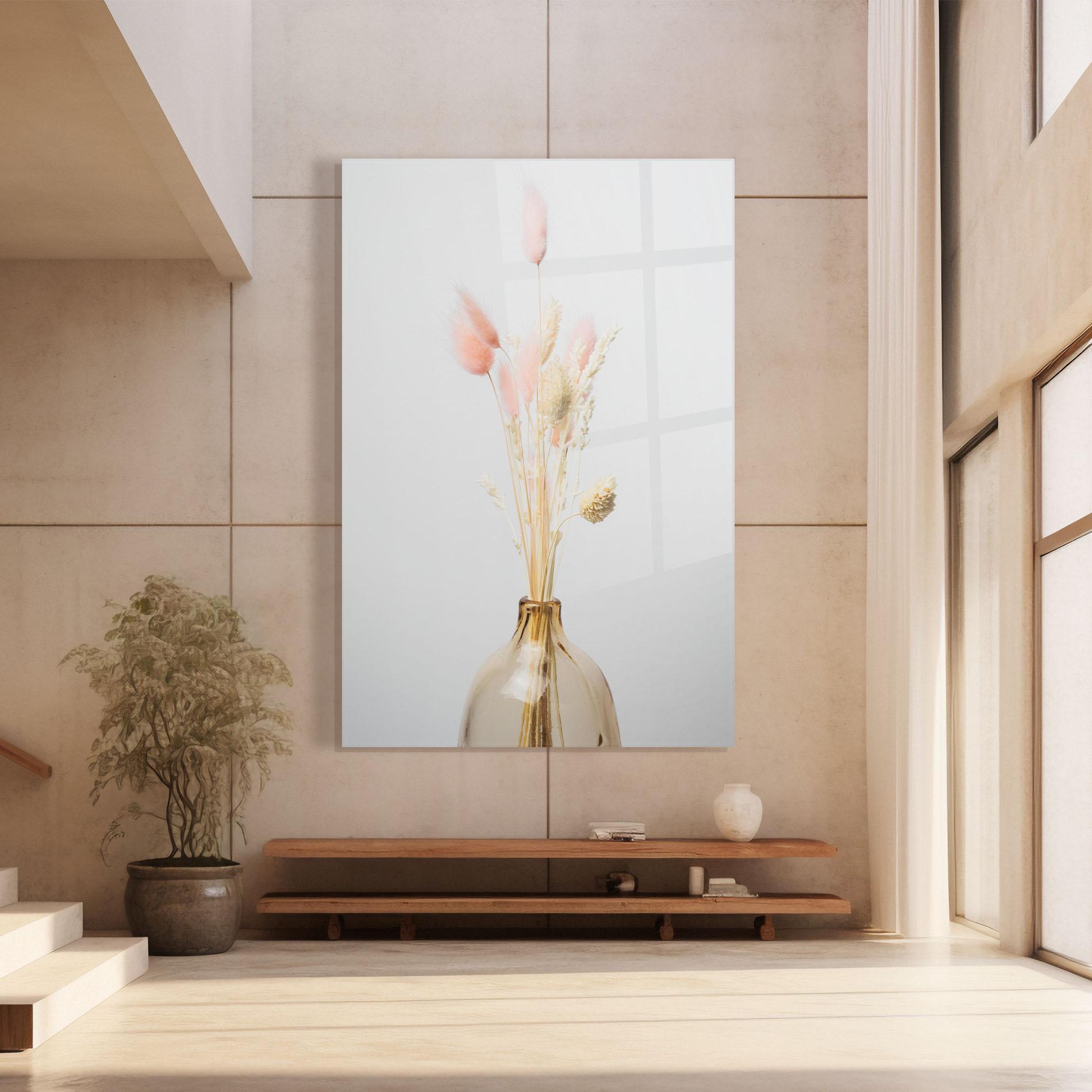 Glasbild Pink Cream Flower Vase mockup 8