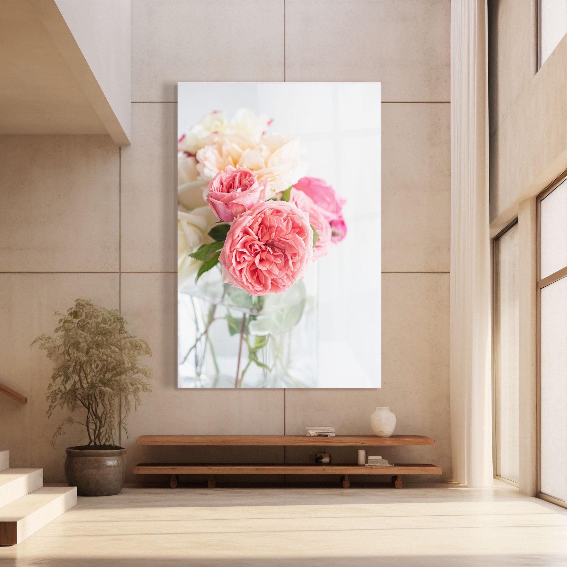 Glasbild Pink Rose Vase mockup 8