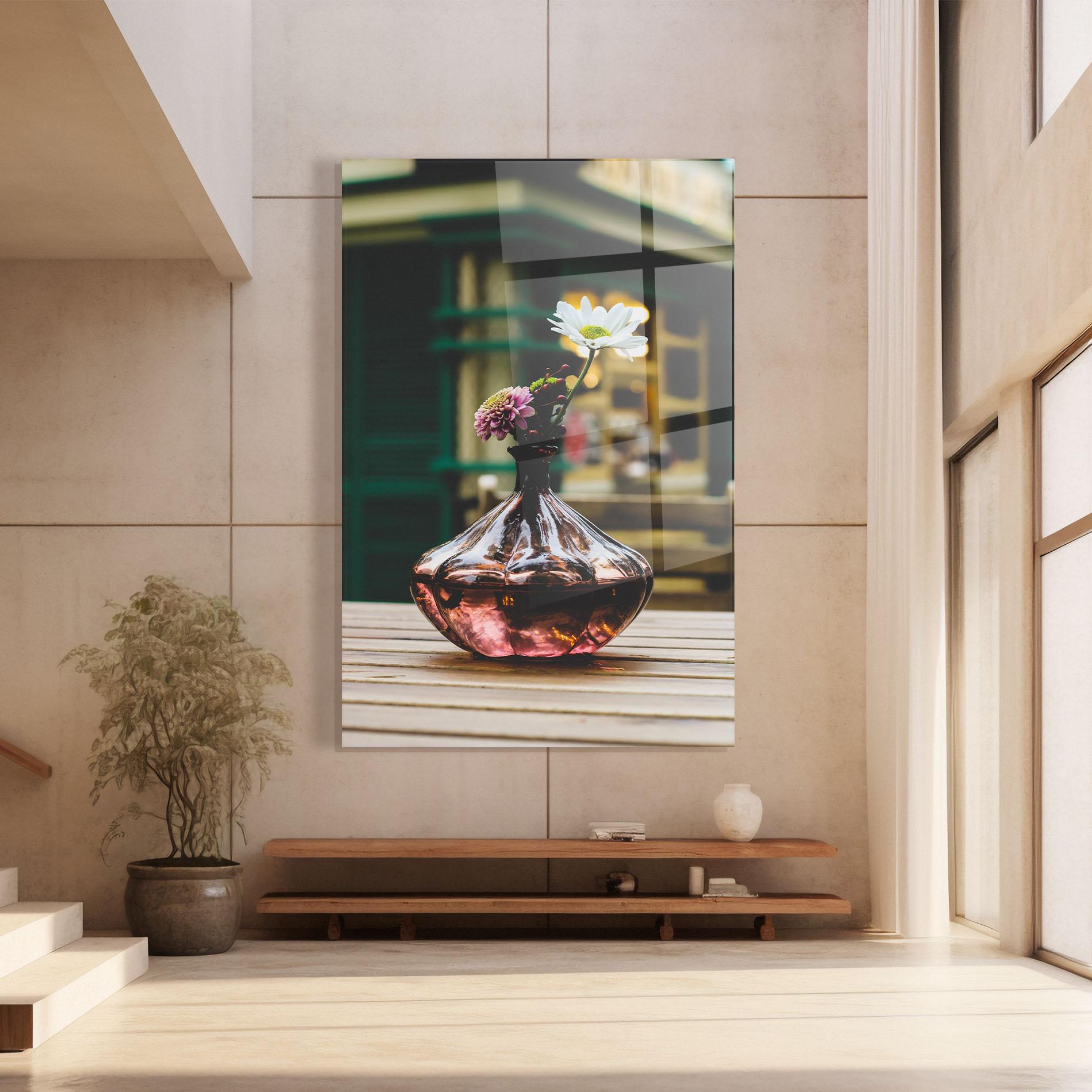 Glasbild Pink Vase Flower mockup 8