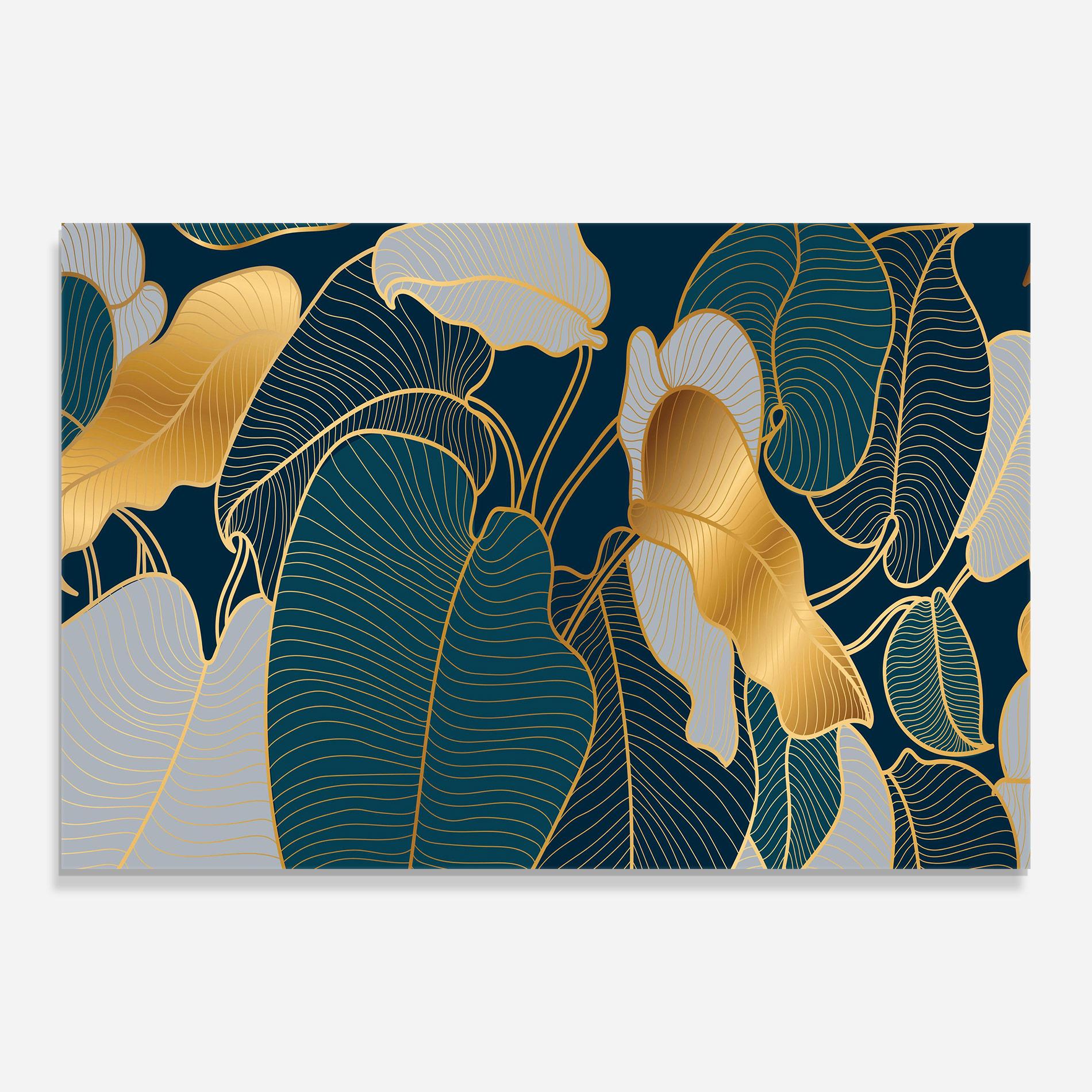Glasbild Golden Leaves mockup 0