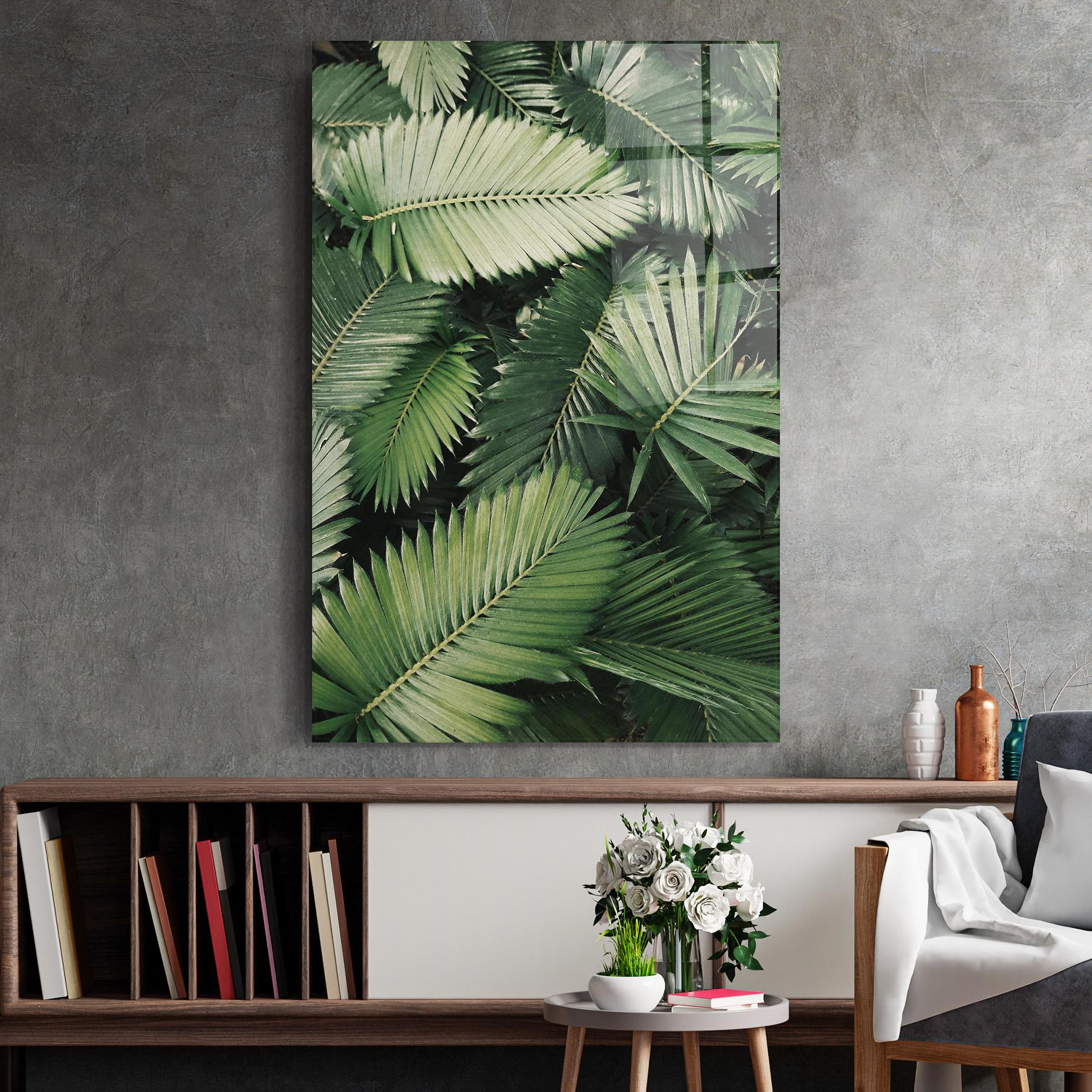 Glasbild Green Leaves mockup 2