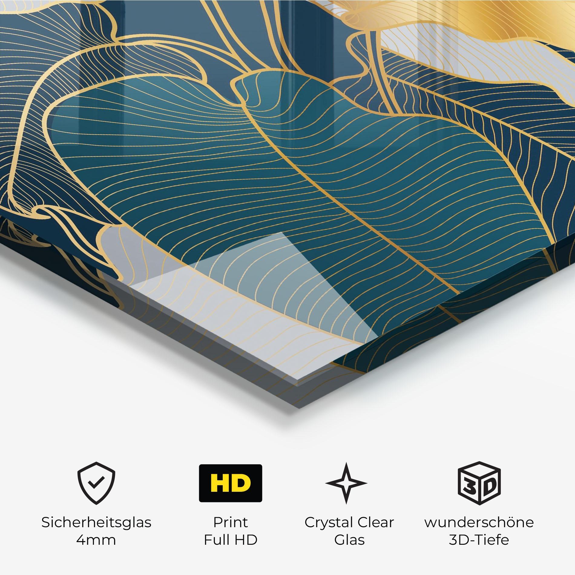 Glasbild Golden Leaves mockup 3