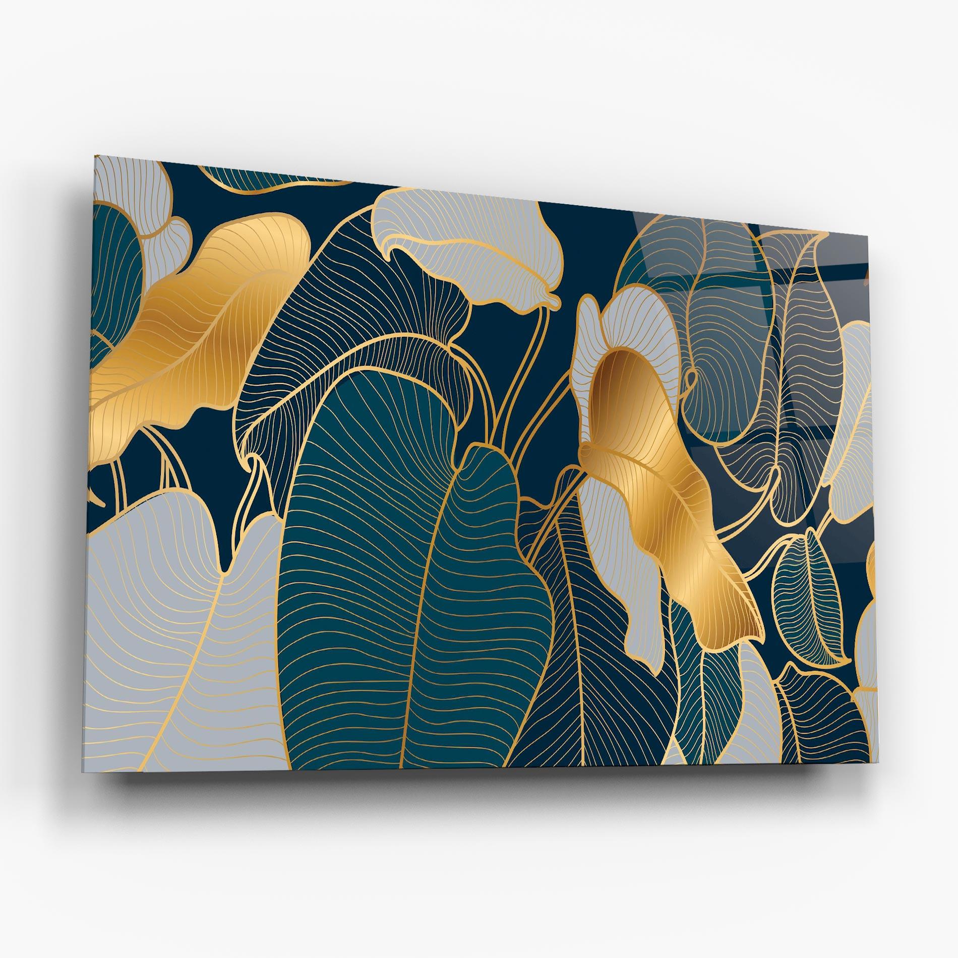 Glasbild Golden Leaves mockup 6