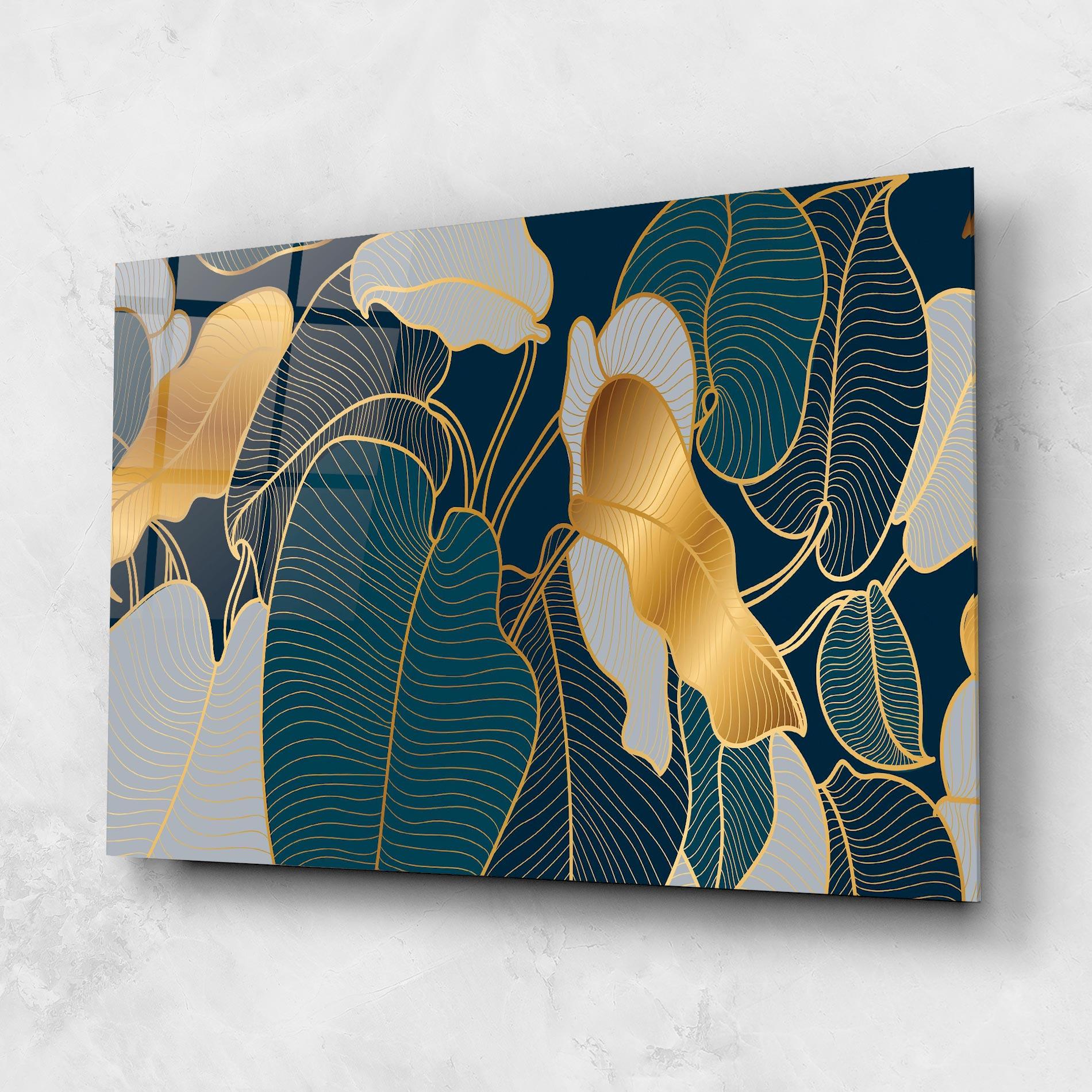 Glasbild Golden Leaves mockup 1