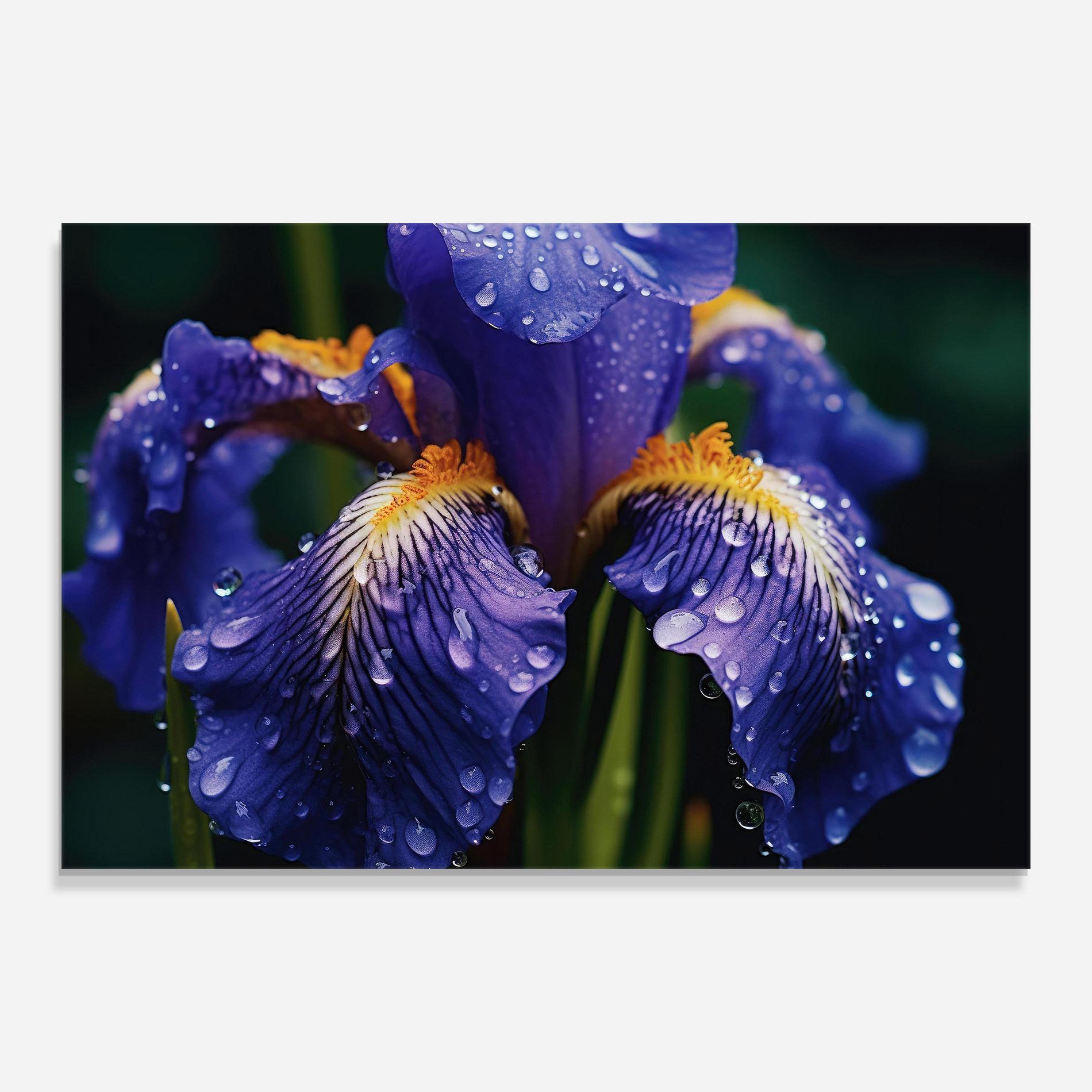 Glasbild Iris After Rain mockup 0